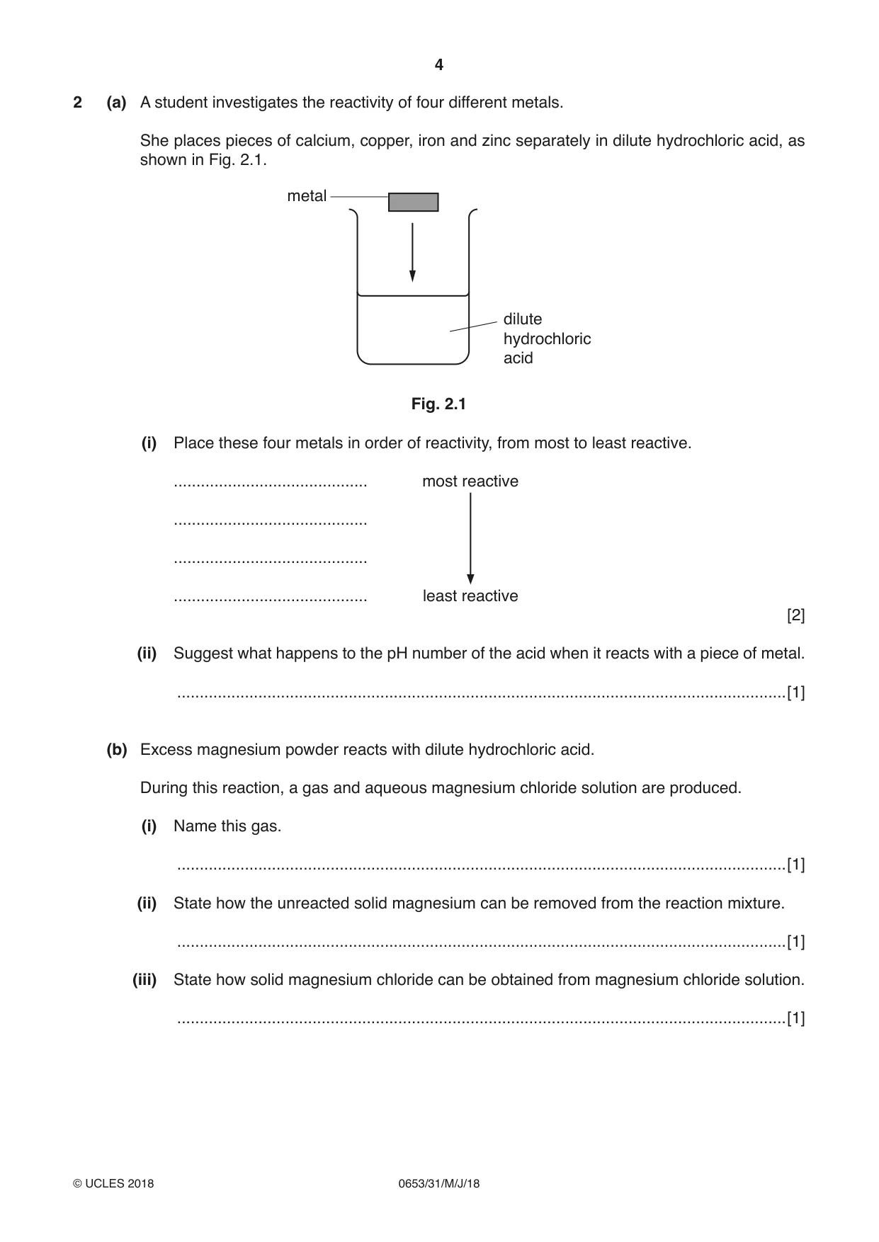 Cambridge IGCSE Science - Combined 0653 2018 May/June Paper 3 · Variant 1 question paper, page 4 of 20