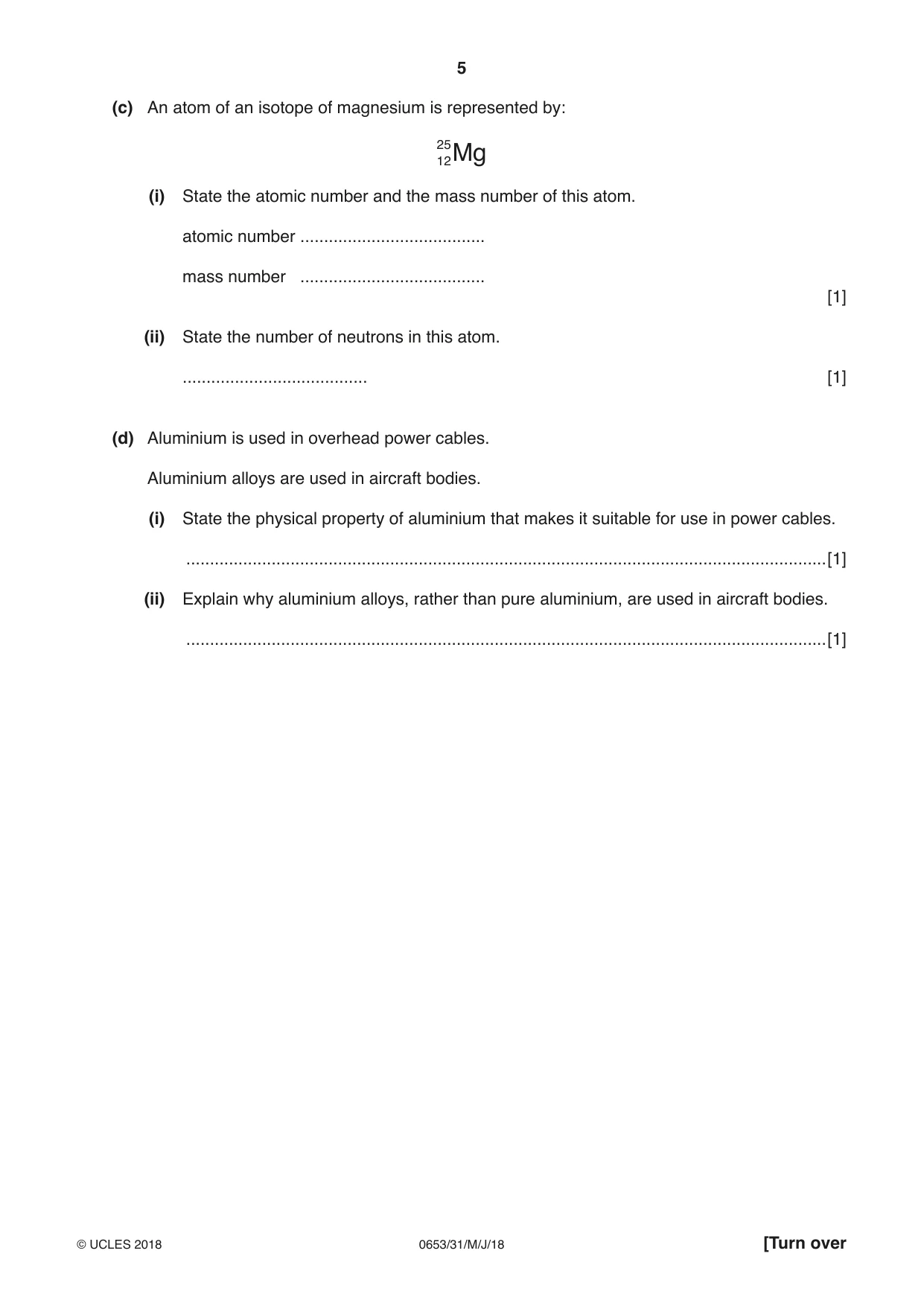 Cambridge IGCSE Science - Combined 0653 2018 May/June Paper 3 · Variant 1 question paper, page 5 of 20