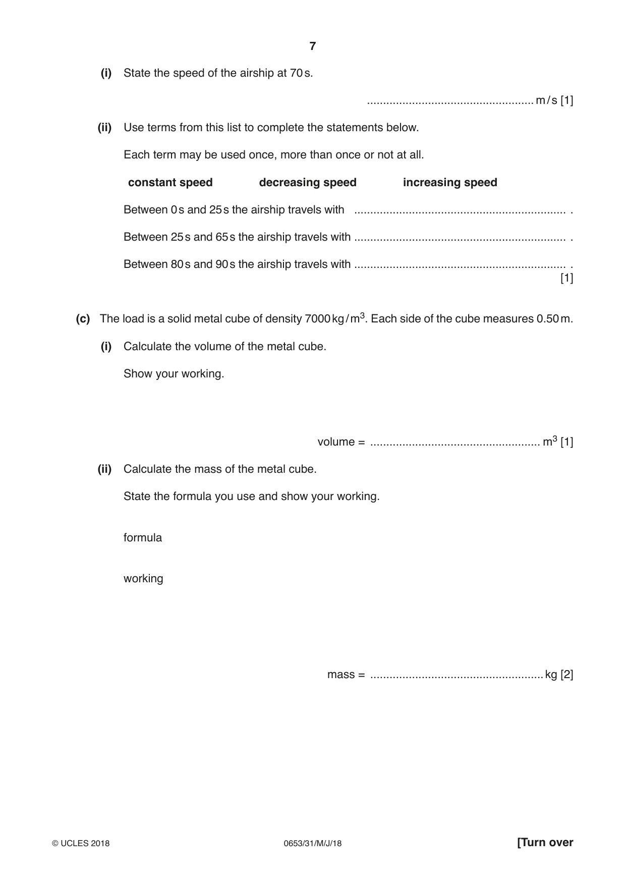Cambridge IGCSE Science - Combined 0653 2018 May/June Paper 3 · Variant 1 question paper, page 7 of 20