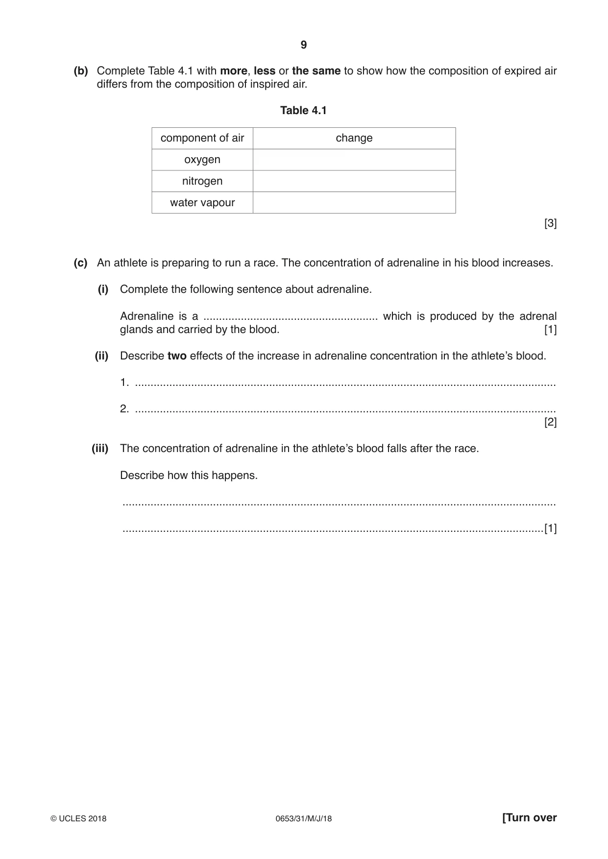 Cambridge IGCSE Science - Combined 0653 2018 May/June Paper 3 · Variant 1 question paper, page 9 of 20