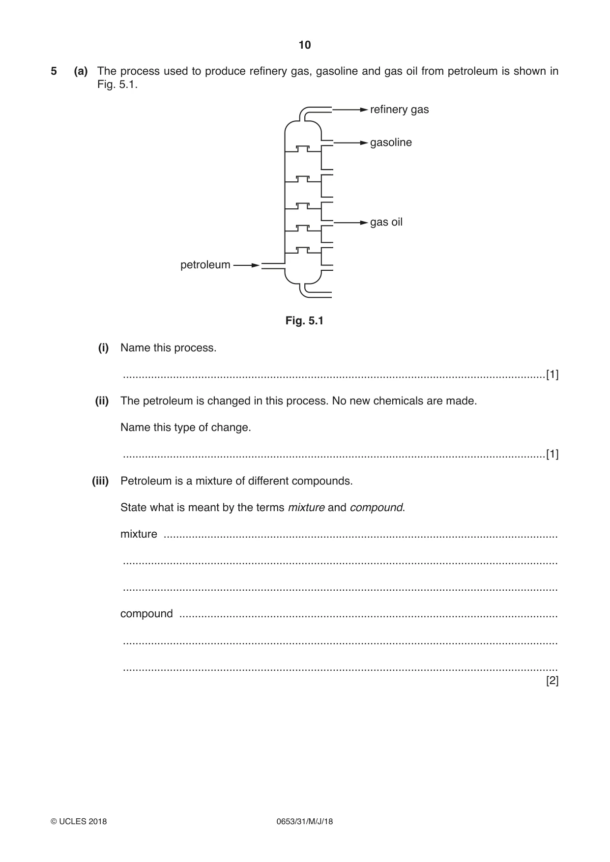 Cambridge IGCSE Science - Combined 0653 2018 May/June Paper 3 · Variant 1 question paper, page 10 of 20