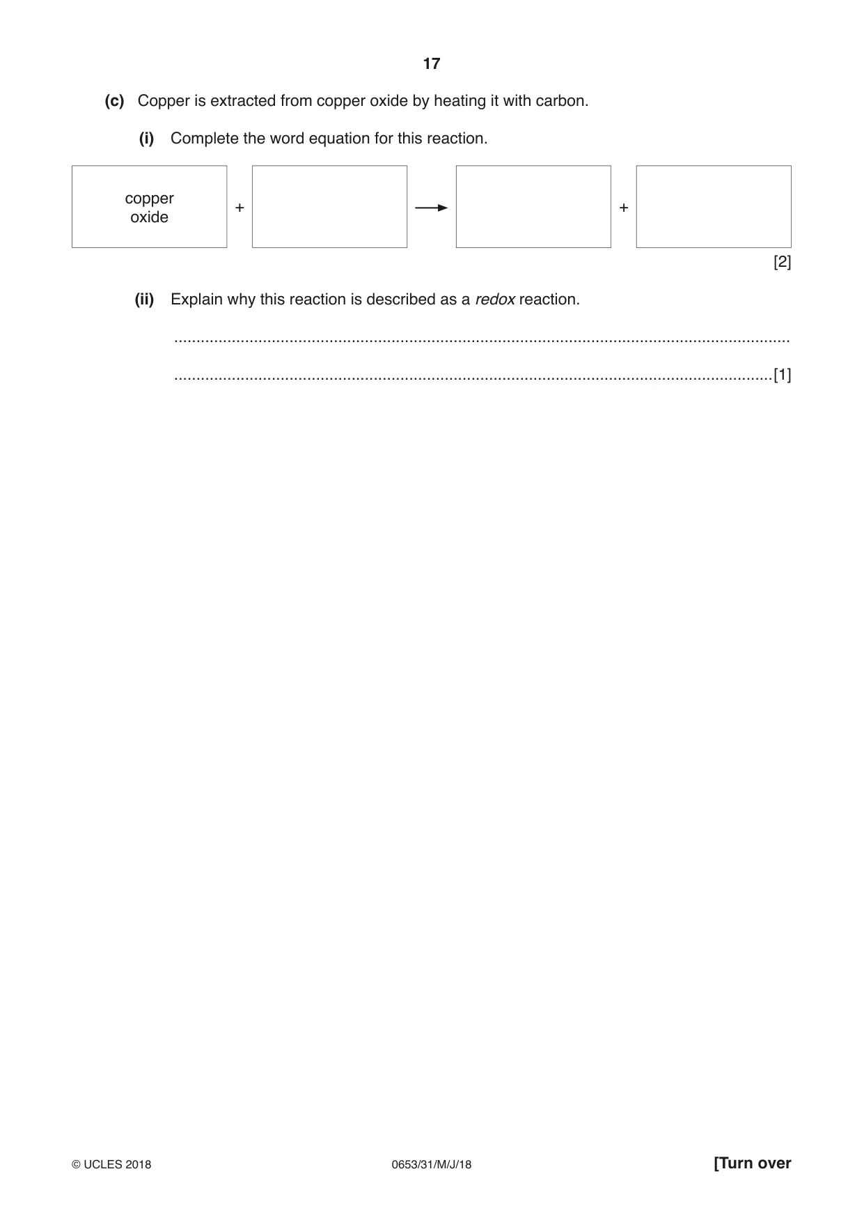 Cambridge IGCSE Science - Combined 0653 2018 May/June Paper 3 · Variant 1 question paper, page 17 of 20