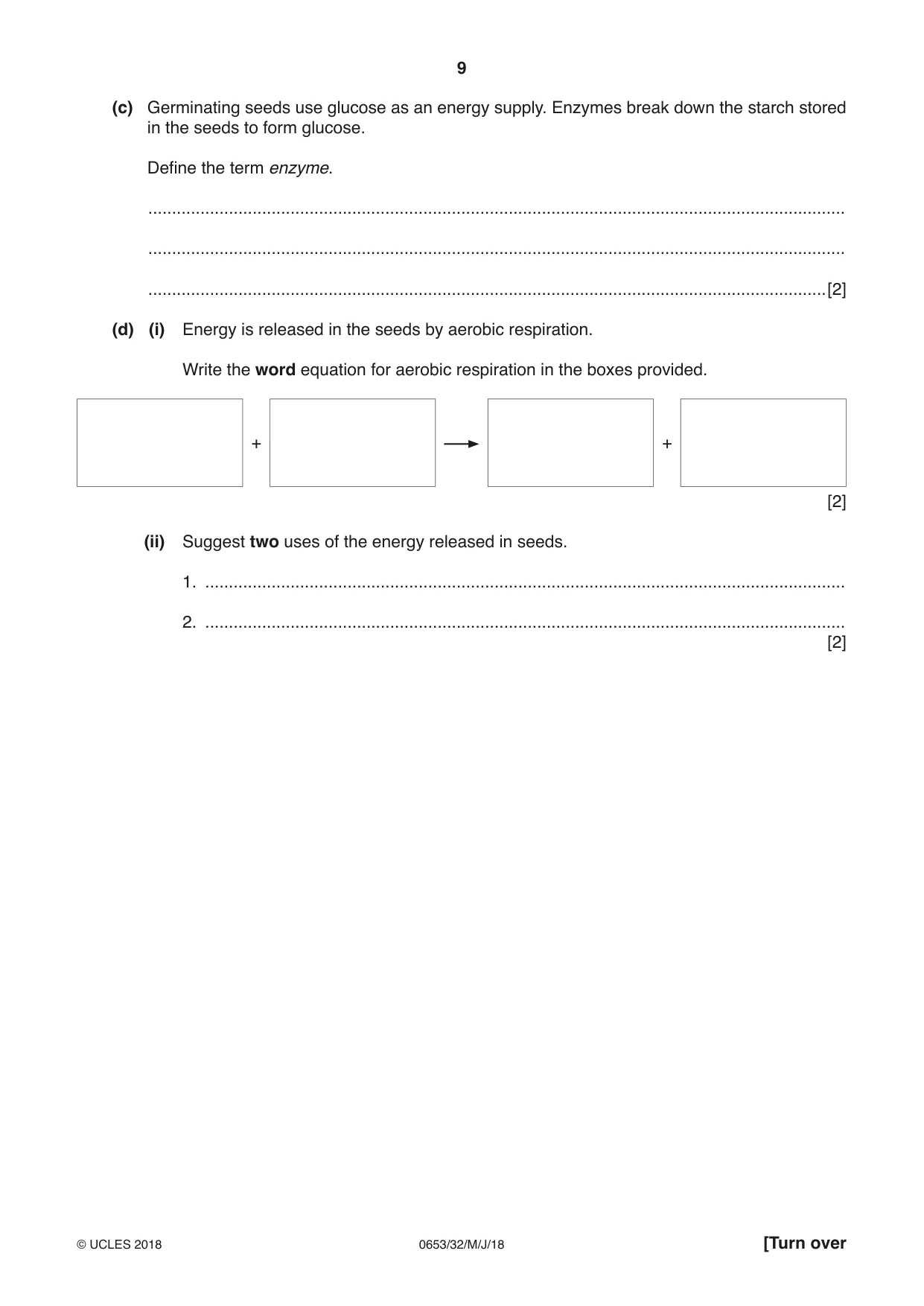Cambridge IGCSE Science - Combined 0653 2018 May/June Paper 3 · Variant 2 question paper, page 9 of 24