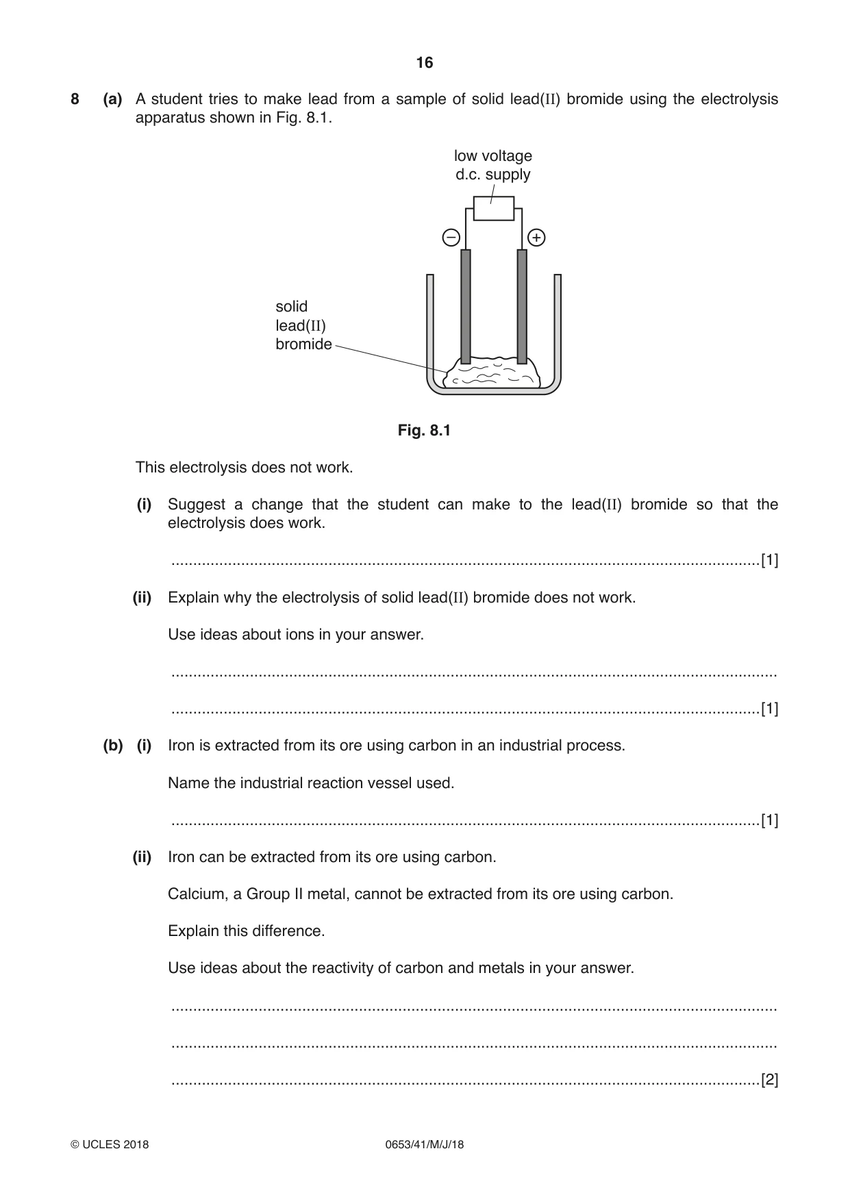 Cambridge IGCSE Science - Combined 0653 2018 May/June Paper 4 · Variant 1 question paper, page 16 of 20