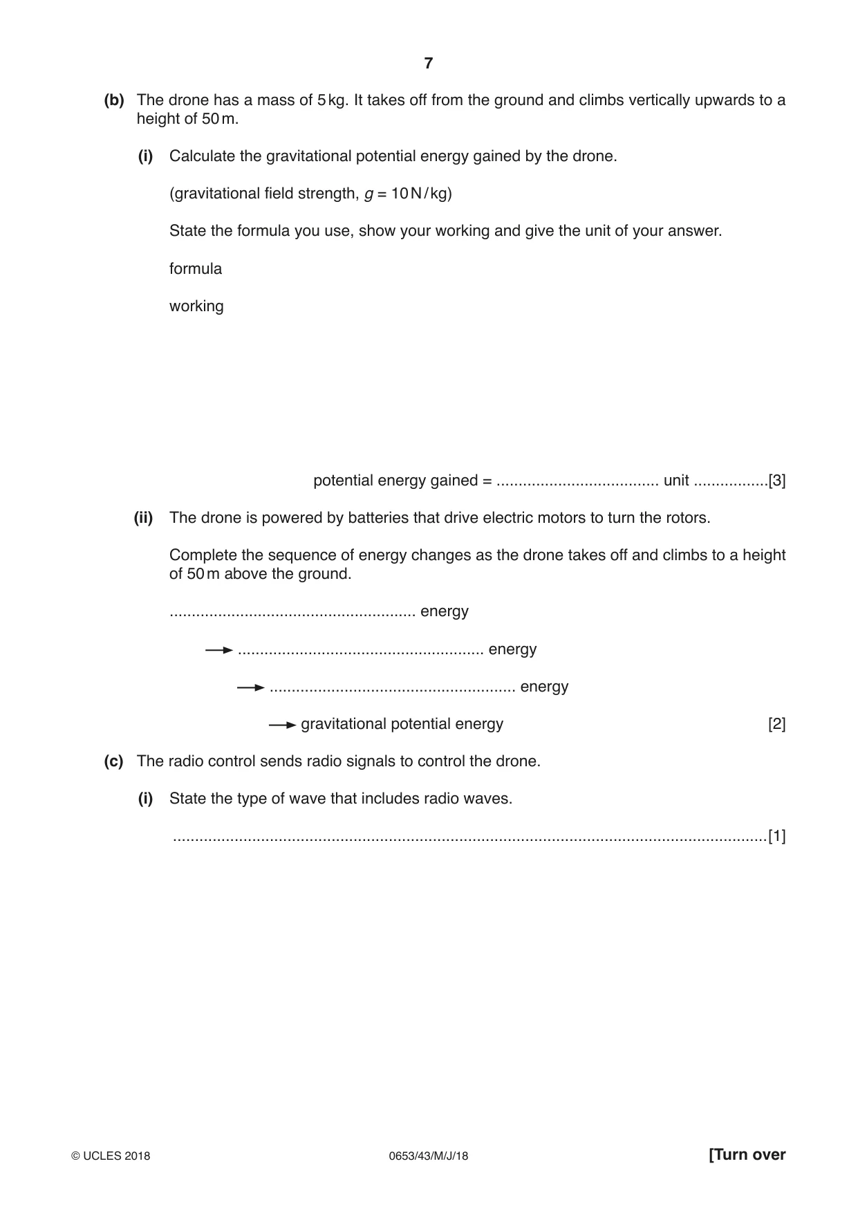 Cambridge IGCSE Science - Combined 0653 2018 May/June Paper 4 · Variant 3 question paper, page 7 of 20