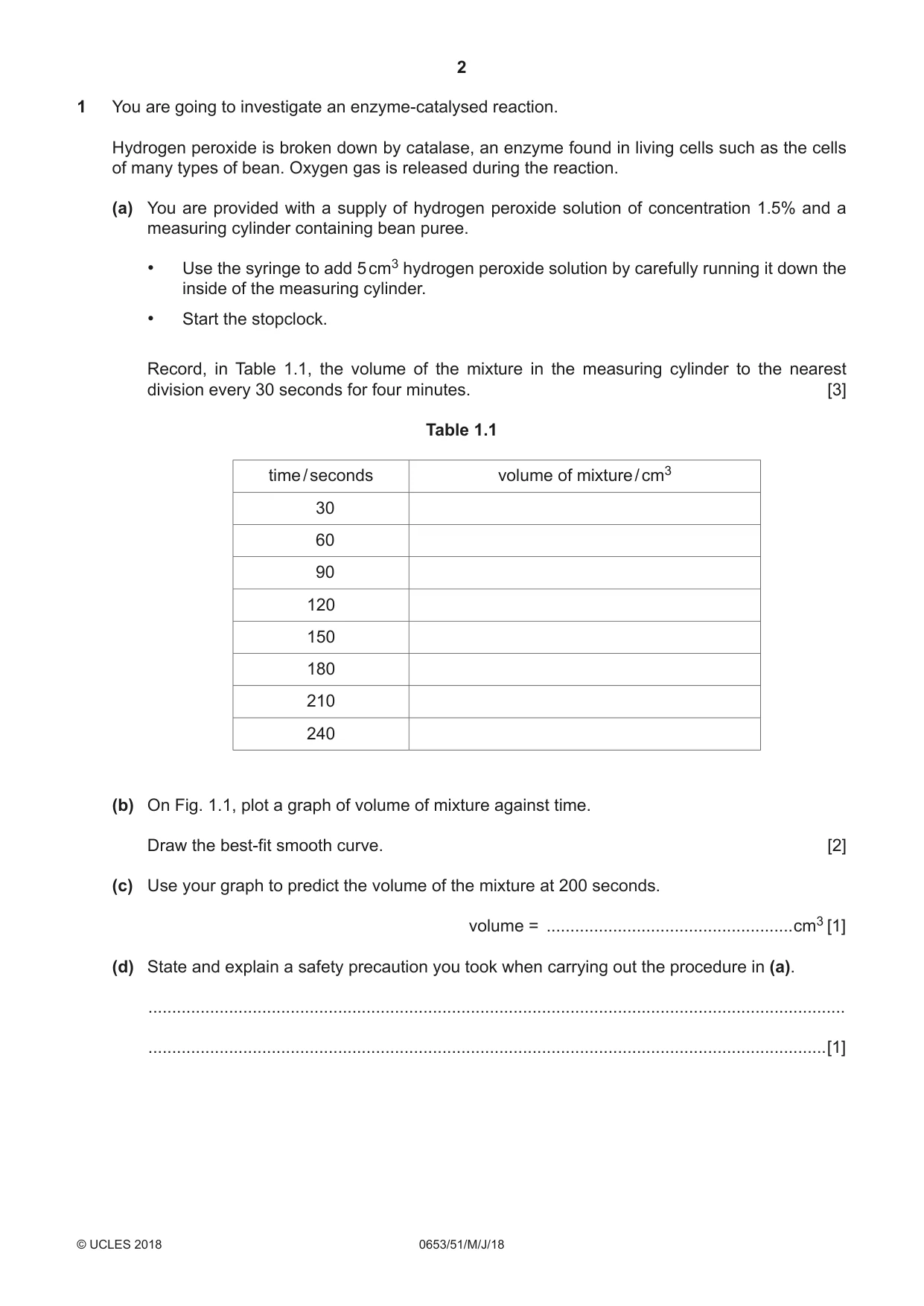 Cambridge IGCSE Science - Combined 0653 2018 May/June Paper 5 · Variant 1 question paper, page 2 of 8