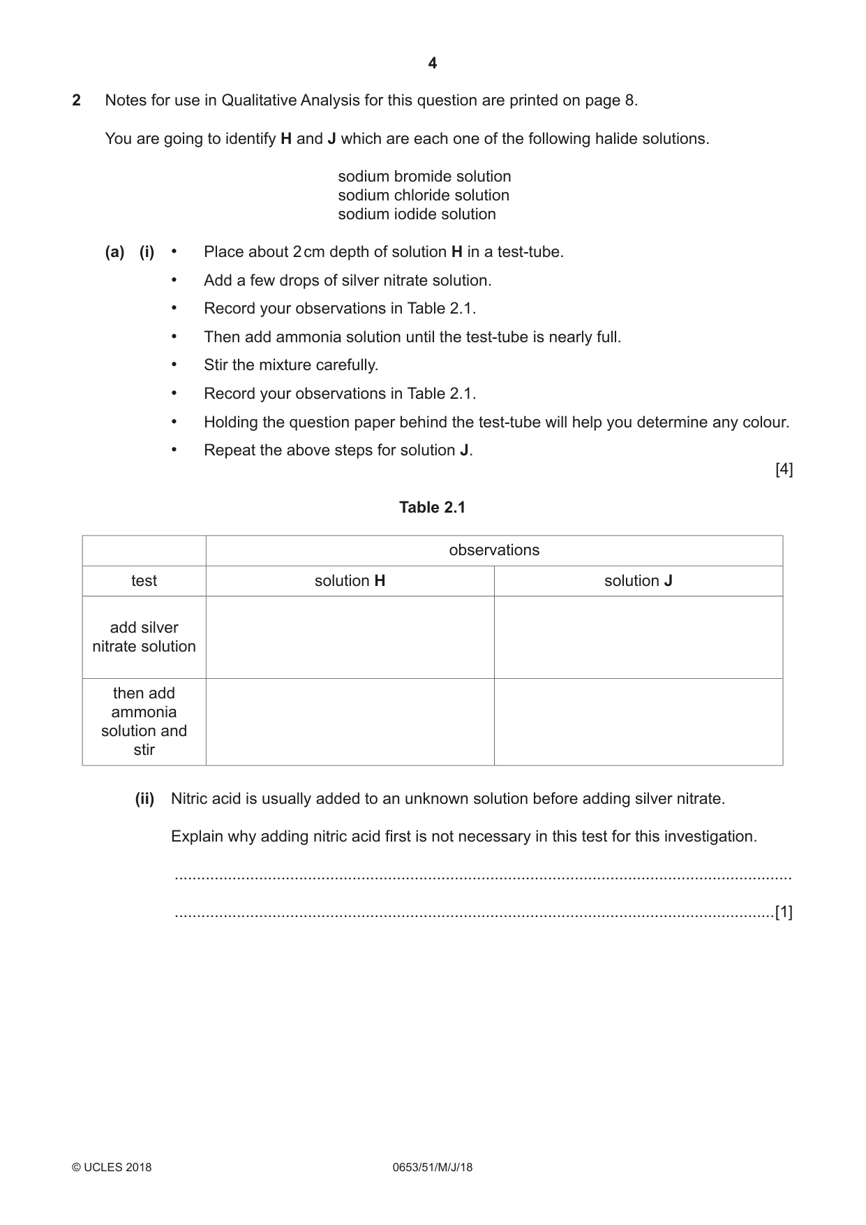 Cambridge IGCSE Science - Combined 0653 2018 May/June Paper 5 · Variant 1 question paper, page 4 of 8