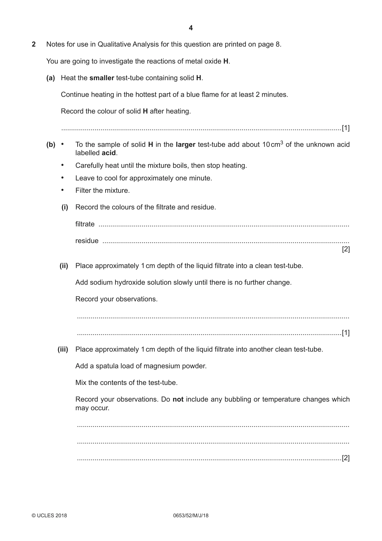 Cambridge IGCSE Science - Combined 0653 2018 May/June Paper 5 · Variant 2 question paper, page 4 of 8