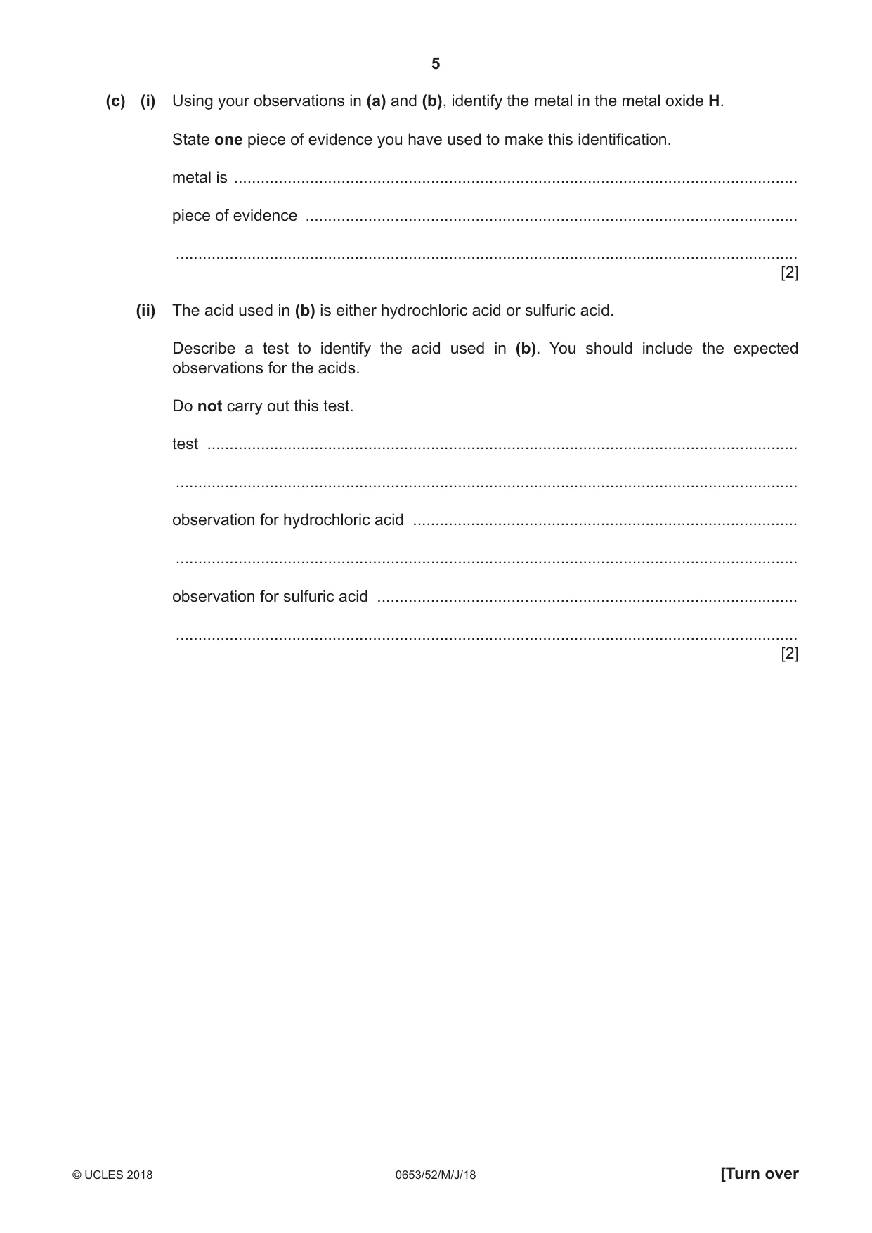 Cambridge IGCSE Science - Combined 0653 2018 May/June Paper 5 · Variant 2 question paper, page 5 of 8