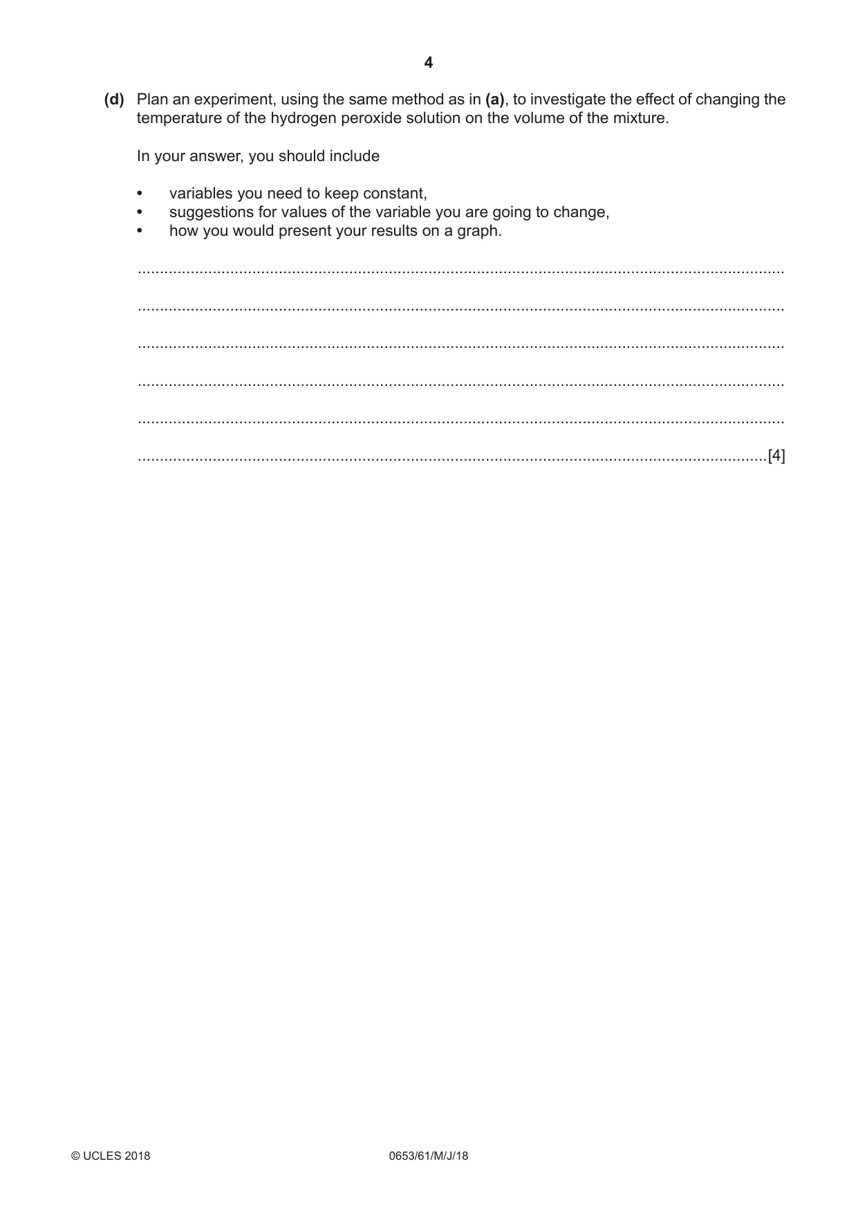 Cambridge IGCSE Science - Combined 0653 2018 May/June Paper 6 · Variant 1 question paper, page 4 of 20