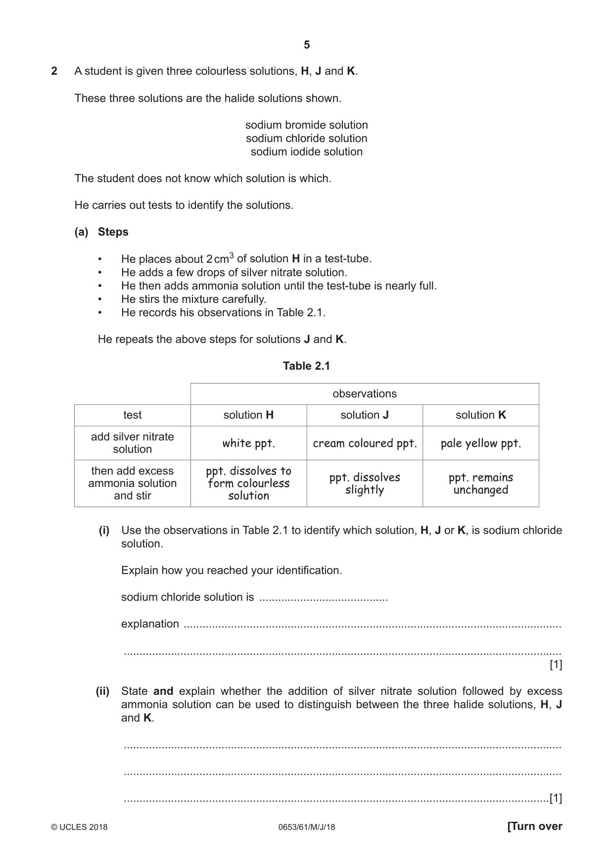 Cambridge IGCSE Science - Combined 0653 2018 May/June Paper 6 · Variant 1 question paper, page 5 of 20