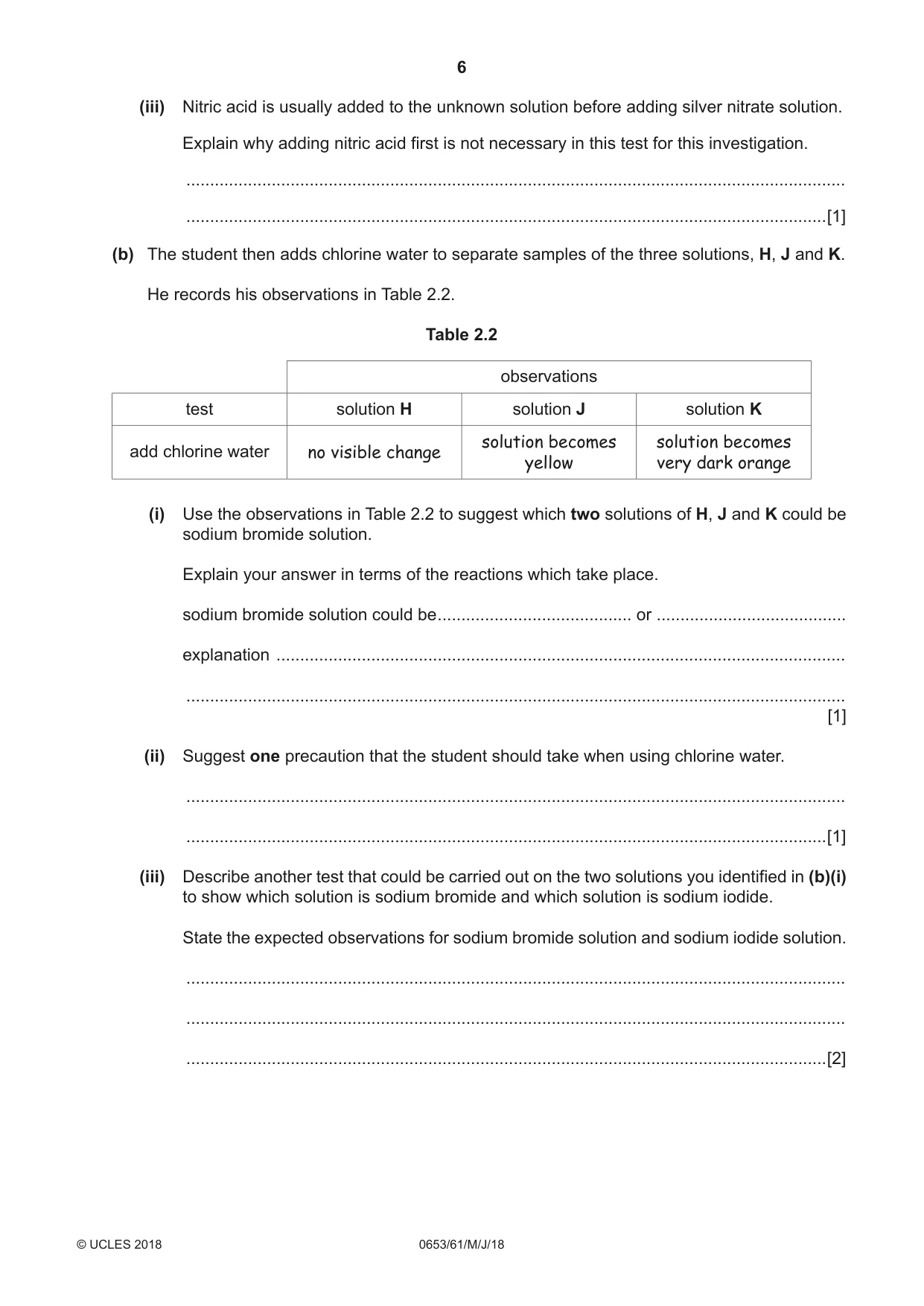 Cambridge IGCSE Science - Combined 0653 2018 May/June Paper 6 · Variant 1 question paper, page 6 of 20