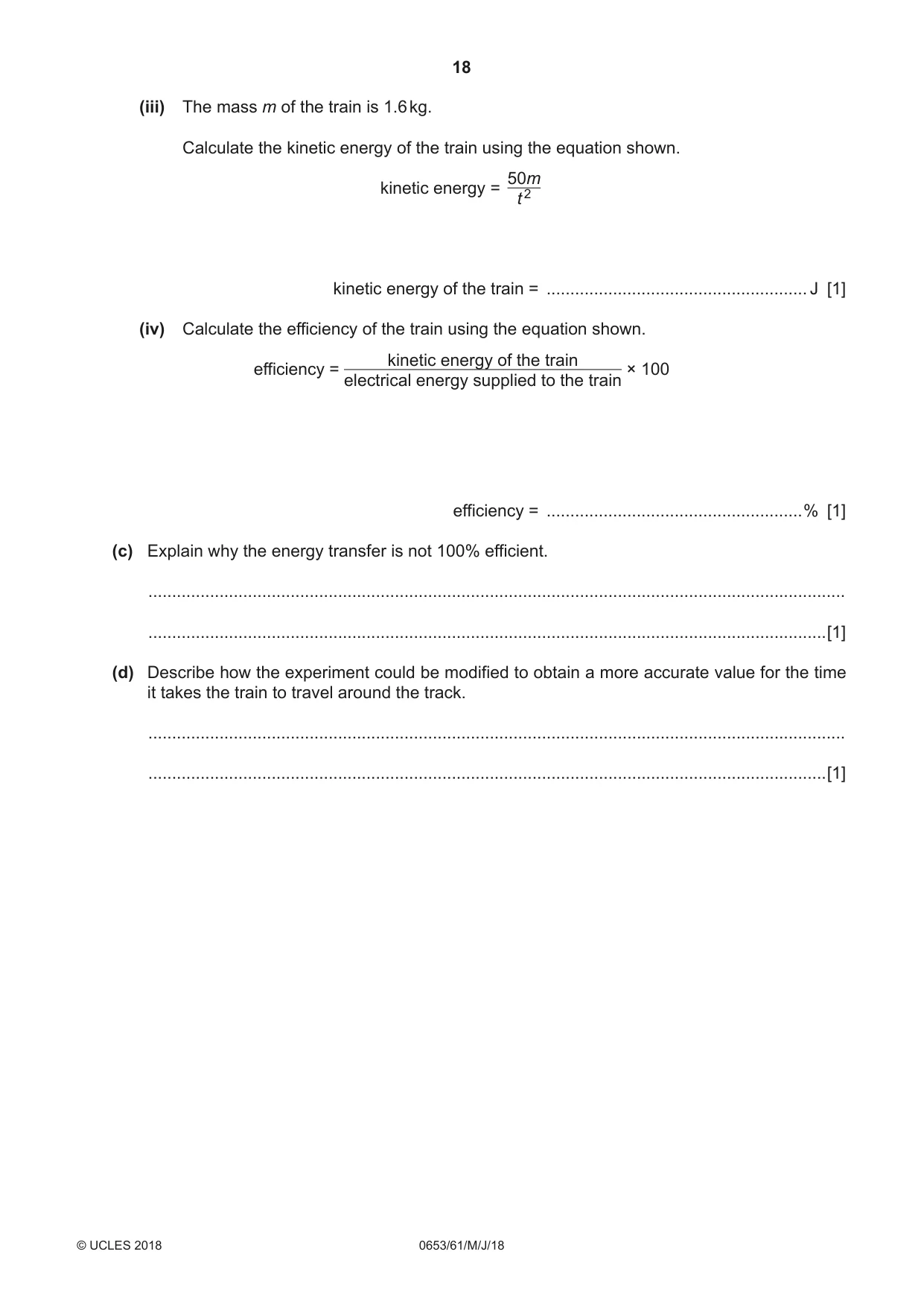 Cambridge IGCSE Science - Combined 0653 2018 May/June Paper 6 · Variant 1 question paper, page 18 of 20