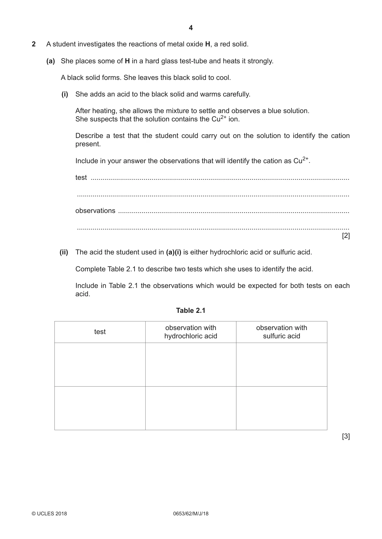 Cambridge IGCSE Science - Combined 0653 2018 May/June Paper 6 · Variant 2 question paper, page 4 of 20
