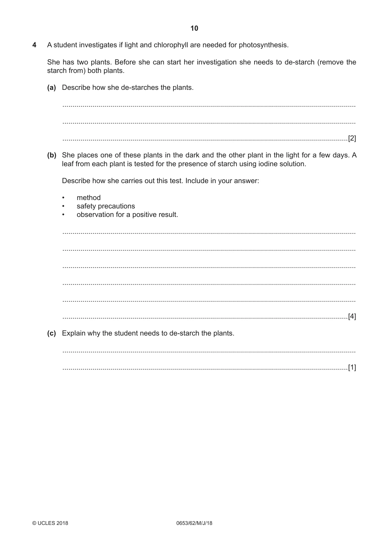 Cambridge IGCSE Science - Combined 0653 2018 May/June Paper 6 · Variant 2 question paper, page 10 of 20