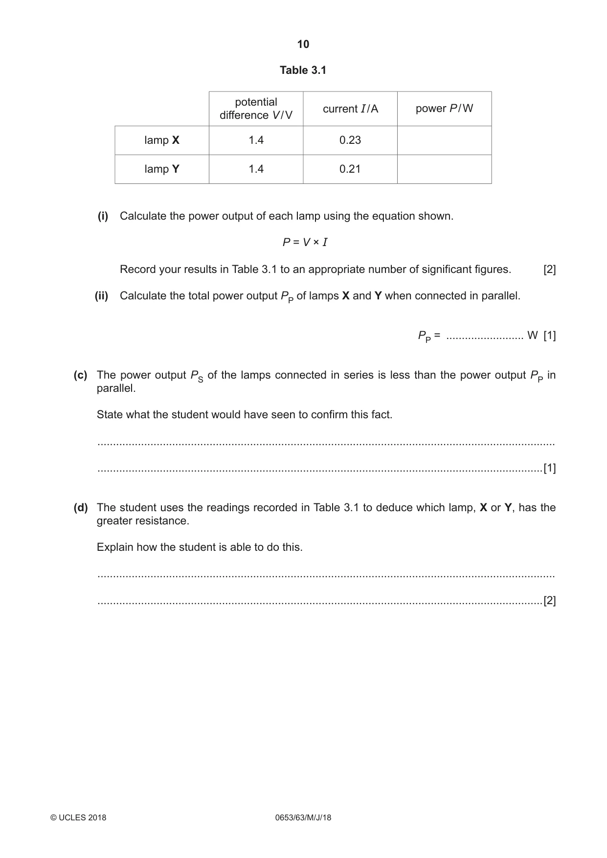 Cambridge IGCSE Science - Combined 0653 2018 May/June Paper 6 · Variant 3 question paper, page 10 of 20