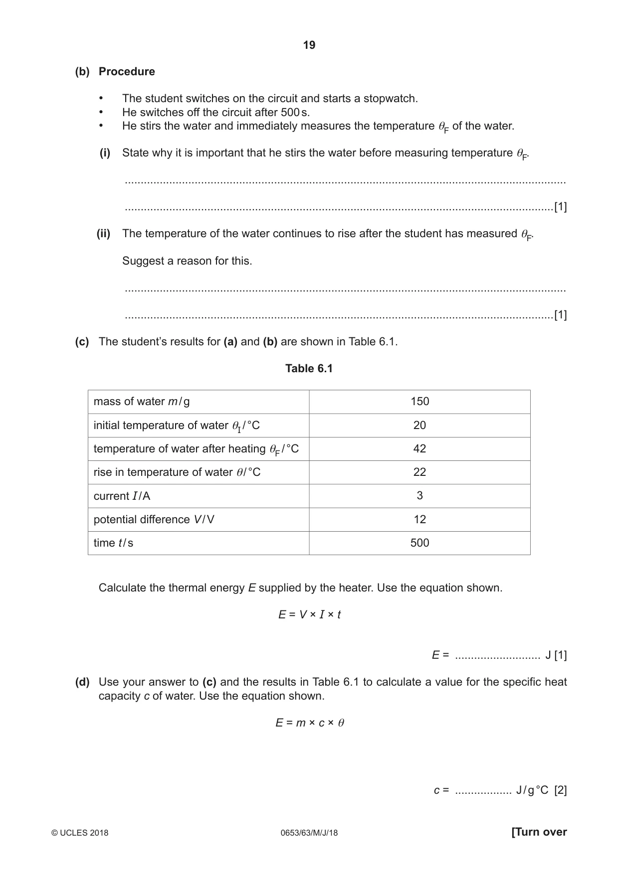 Cambridge IGCSE Science - Combined 0653 2018 May/June Paper 6 · Variant 3 question paper, page 19 of 20