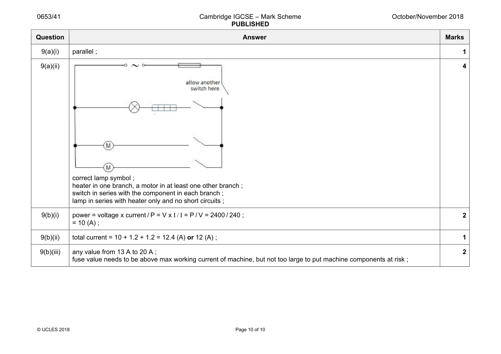 Mark scheme, page 10 of 10