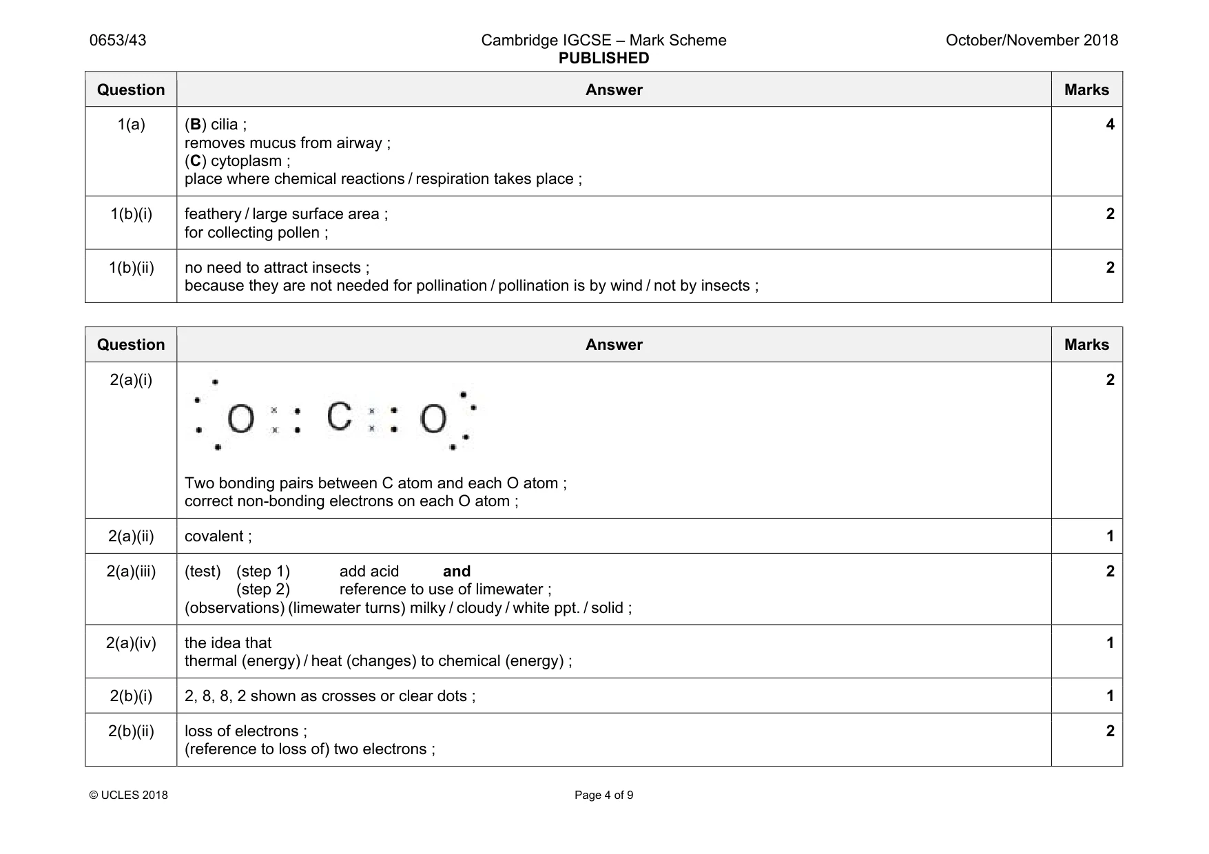 Mark scheme, page 4 of 9