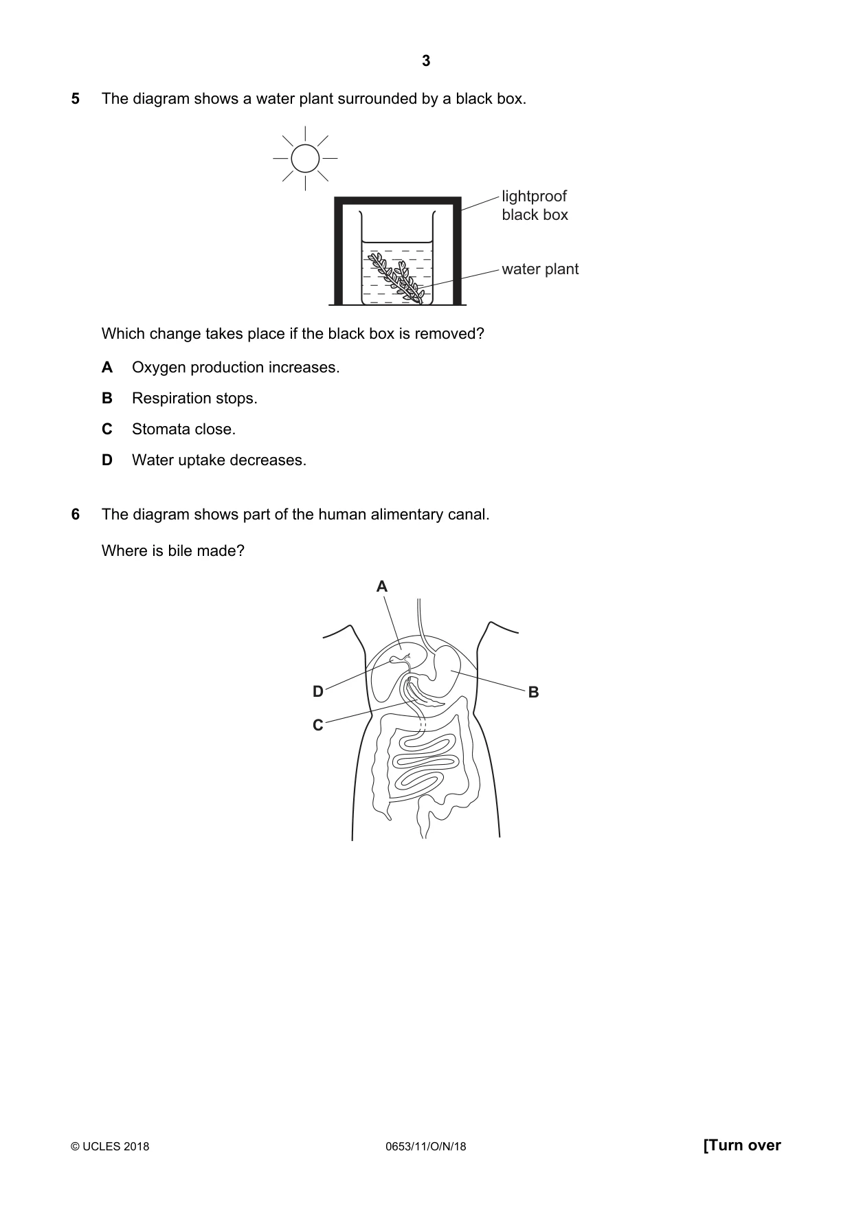Cambridge IGCSE Science - Combined 0653 2018 Oct/Nov Paper 1 · Variant 1 question paper, page 3 of 20