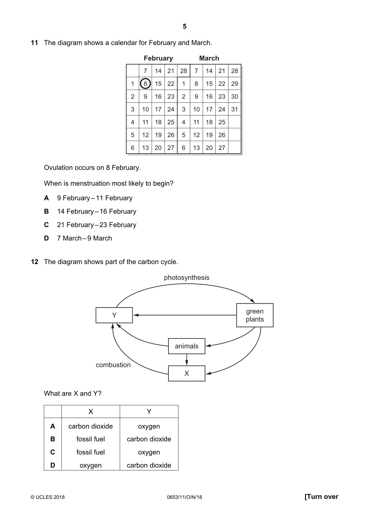 Cambridge IGCSE Science - Combined 0653 2018 Oct/Nov Paper 1 · Variant 1 question paper, page 5 of 20