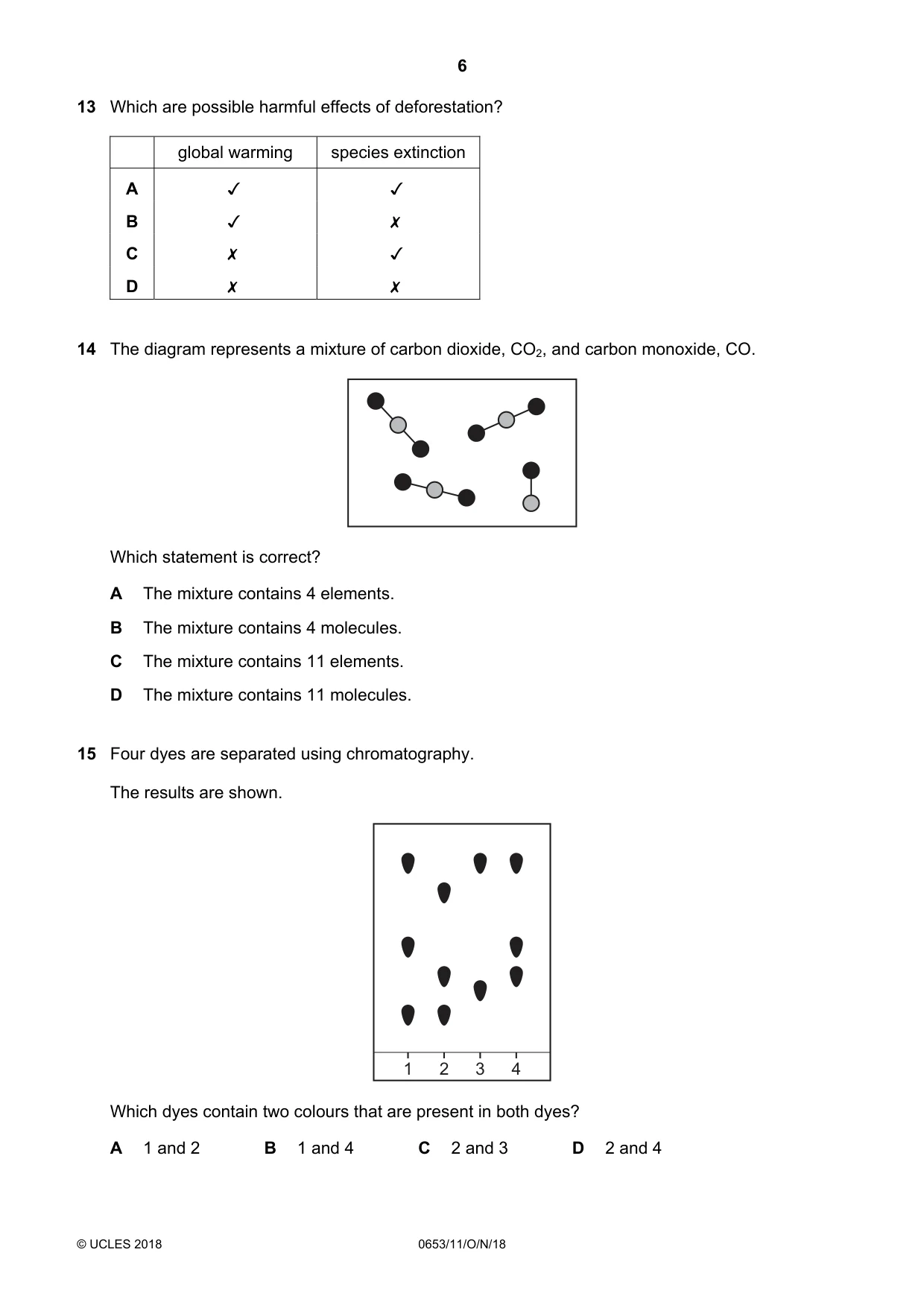 Cambridge IGCSE Science - Combined 0653 2018 Oct/Nov Paper 1 · Variant 1 question paper, page 6 of 20
