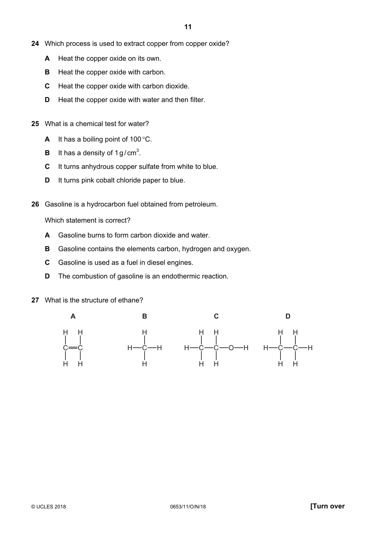 Cambridge IGCSE Science - Combined 0653 2018 Oct/Nov Paper 1 · Variant 1 question paper, page 11 of 20