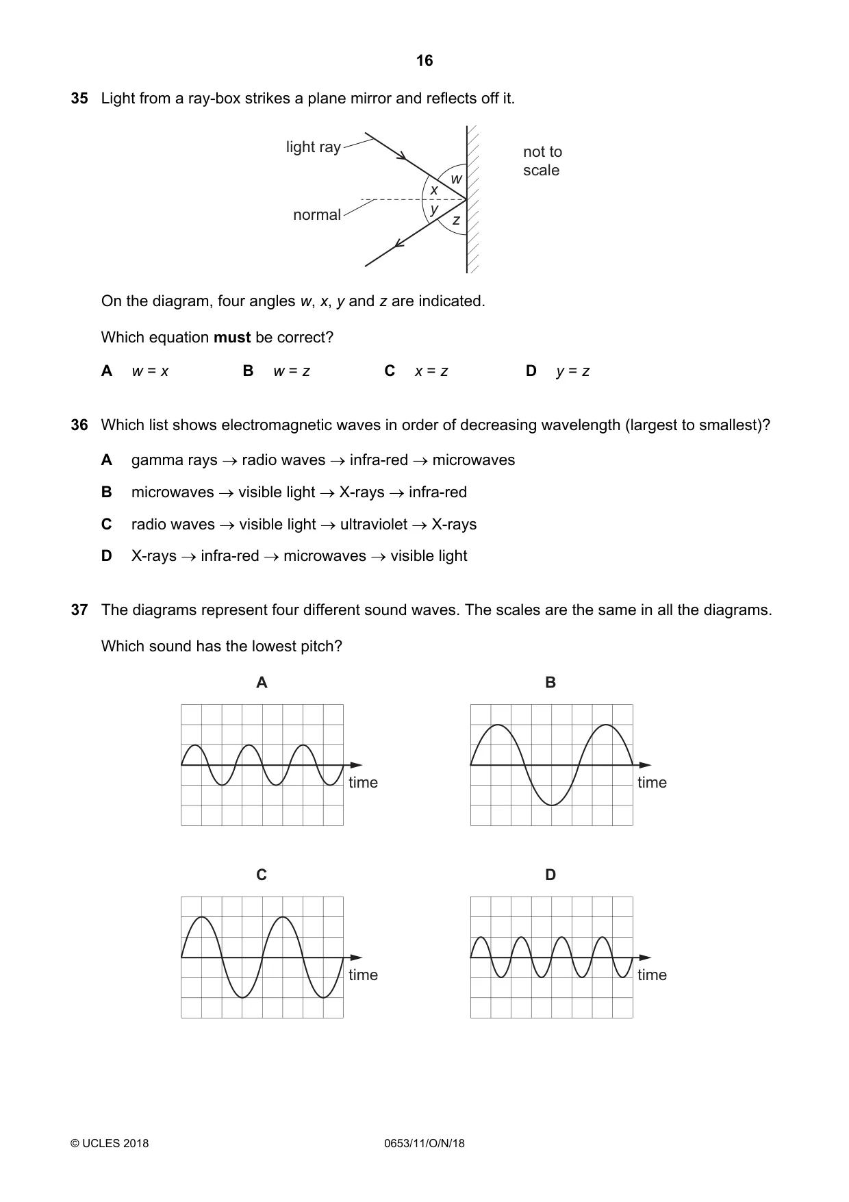 Cambridge IGCSE Science - Combined 0653 2018 Oct/Nov Paper 1 · Variant 1 question paper, page 16 of 20