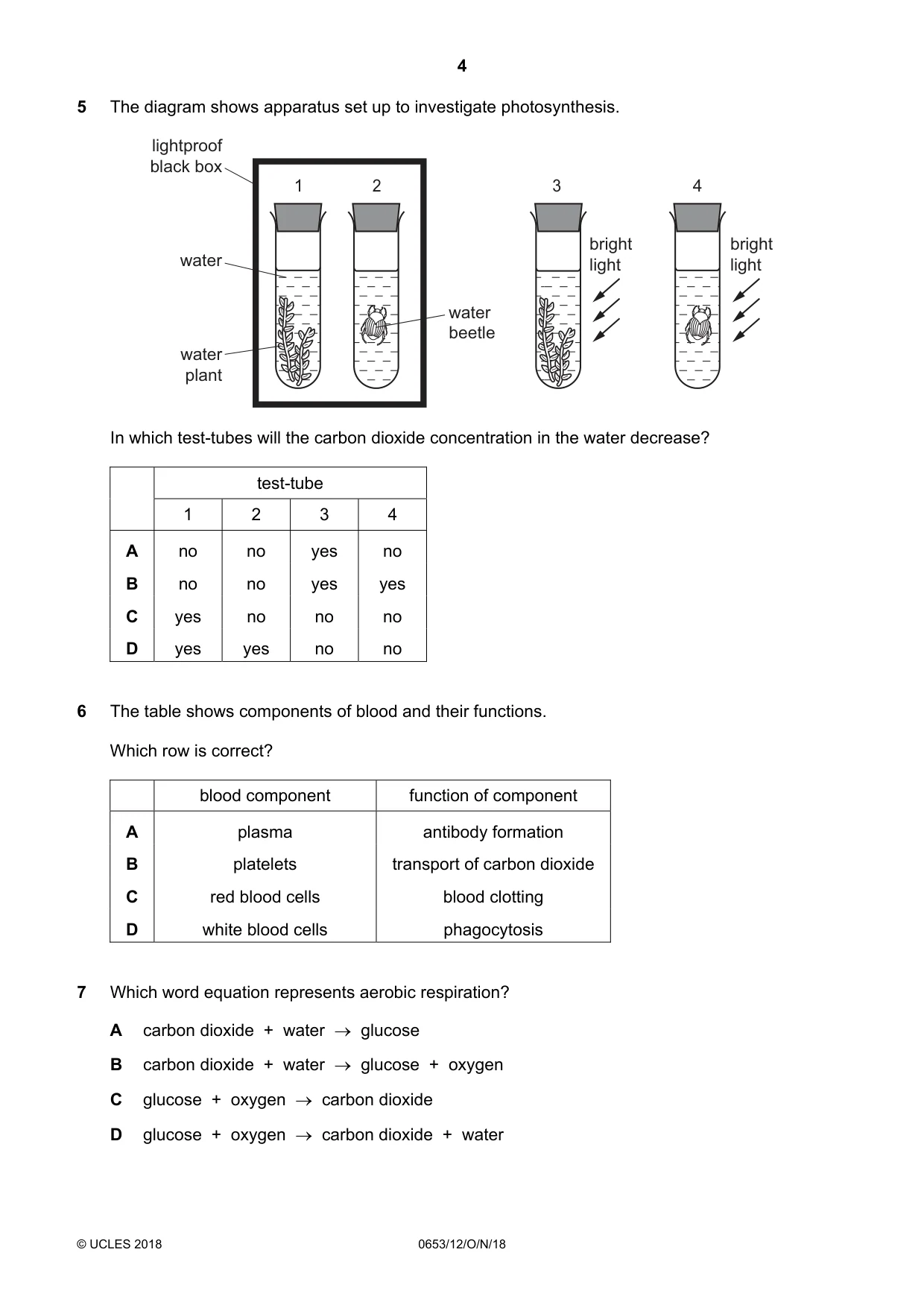 Cambridge IGCSE Science - Combined 0653 2018 Oct/Nov Paper 1 · Variant 2 question paper, page 4 of 20