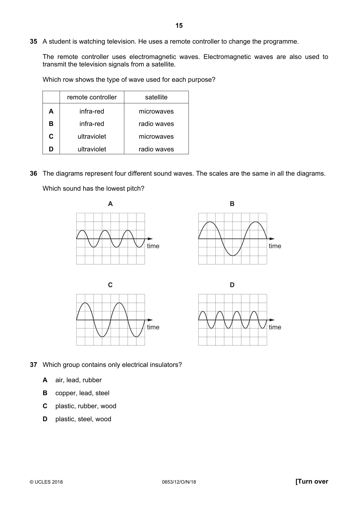 Cambridge IGCSE Science - Combined 0653 2018 Oct/Nov Paper 1 · Variant 2 question paper, page 15 of 20