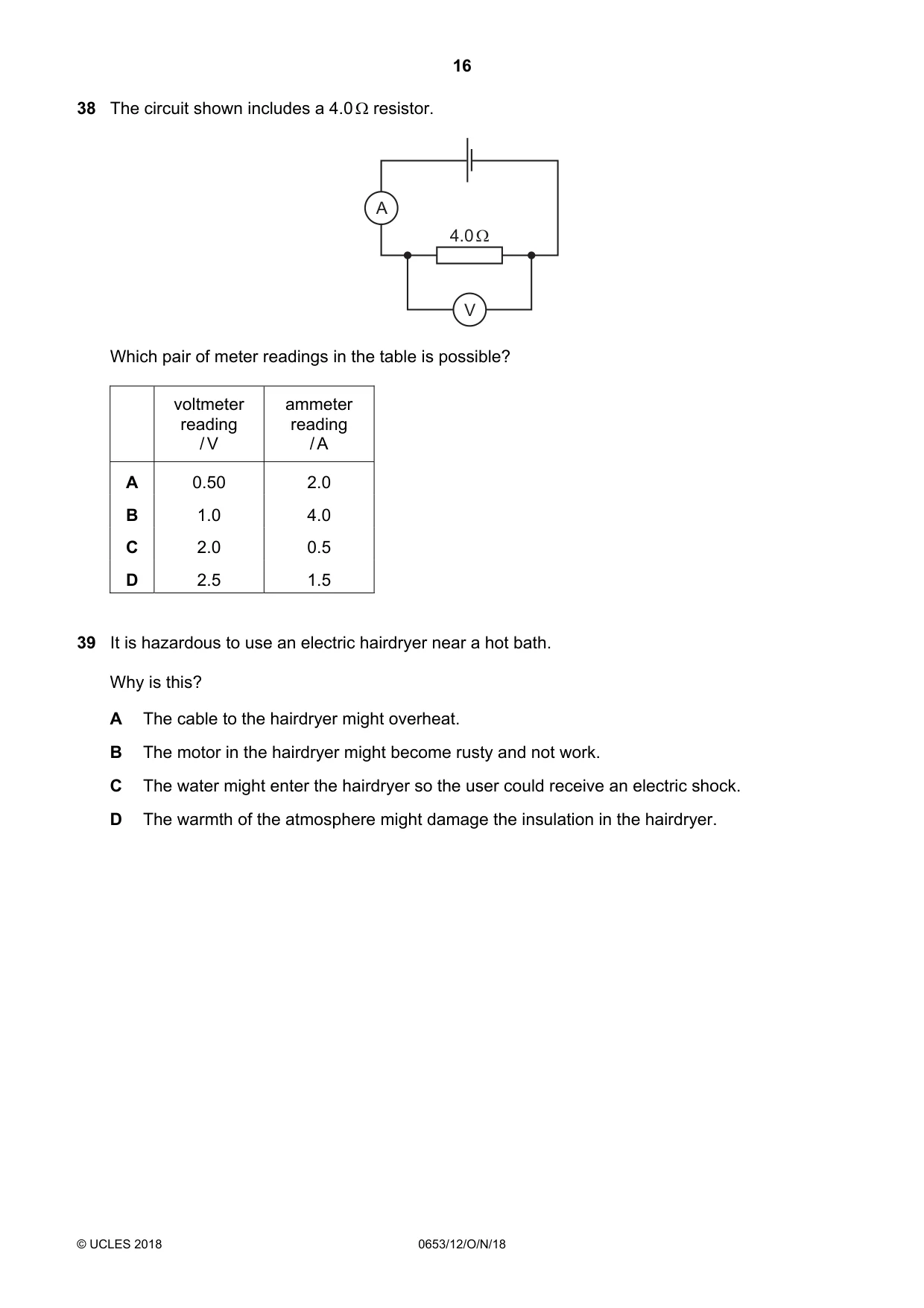 Cambridge IGCSE Science - Combined 0653 2018 Oct/Nov Paper 1 · Variant 2 question paper, page 16 of 20