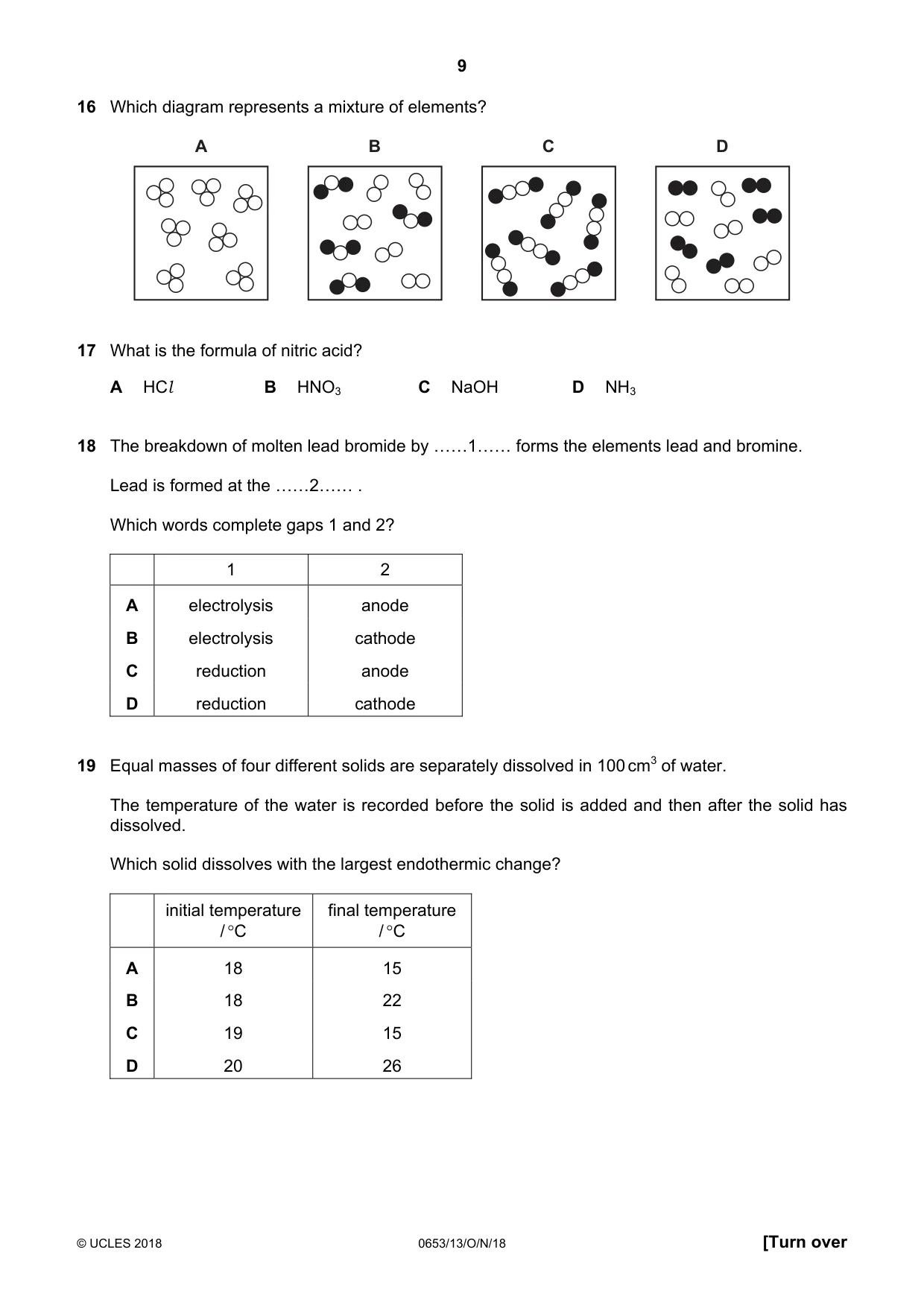 Cambridge IGCSE Science - Combined 0653 2018 Oct/Nov Paper 1 · Variant 3 question paper, page 9 of 20