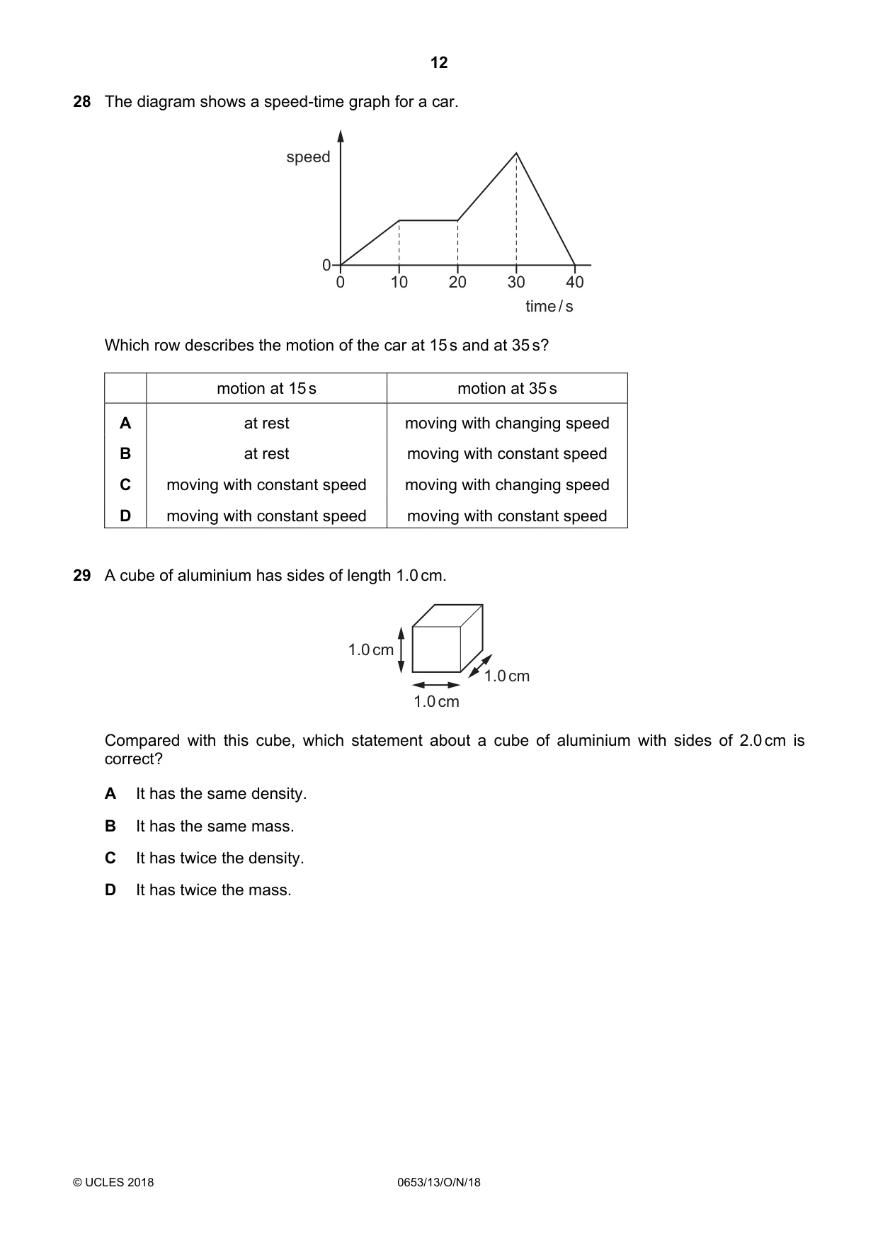 Cambridge IGCSE Science - Combined 0653 2018 Oct/Nov Paper 1 · Variant 3 question paper, page 12 of 20