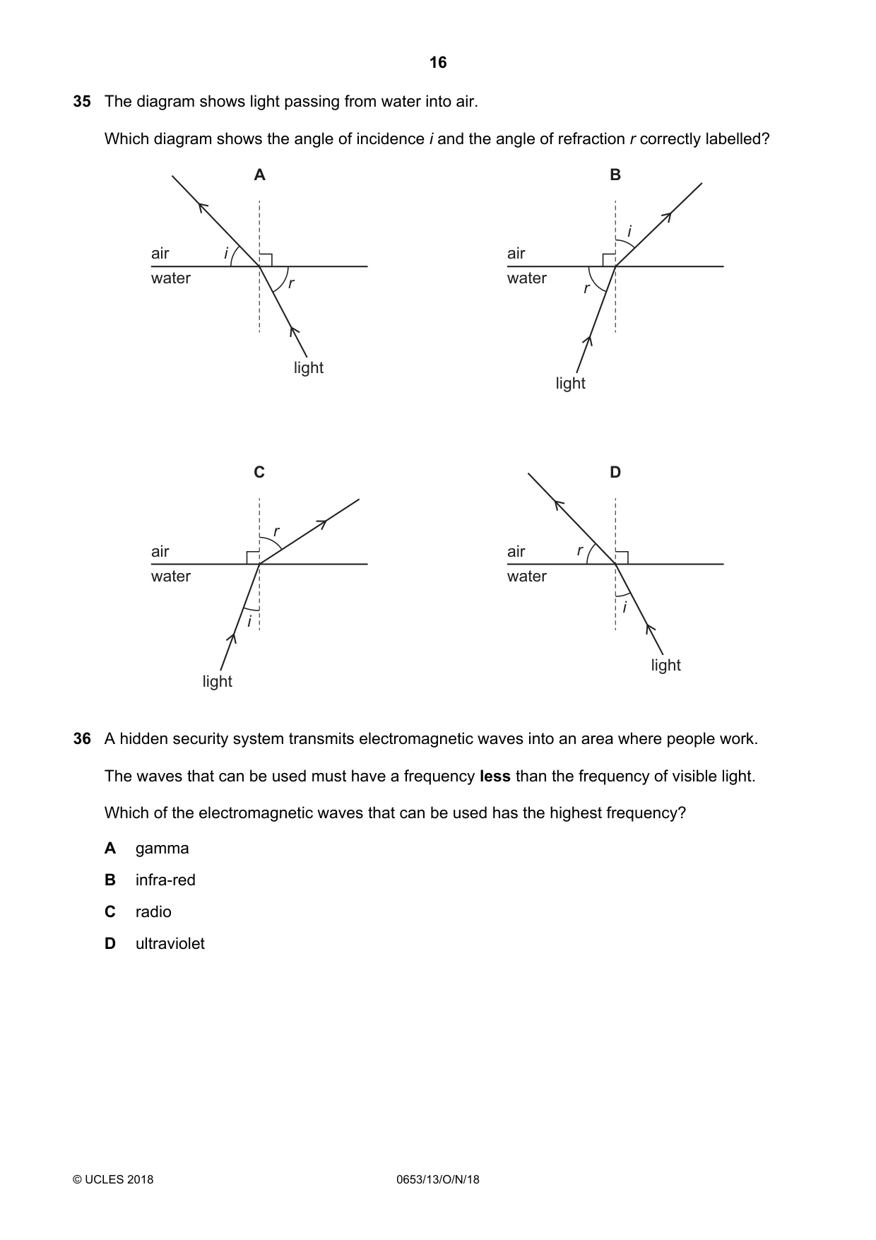 Cambridge IGCSE Science - Combined 0653 2018 Oct/Nov Paper 1 · Variant 3 question paper, page 16 of 20