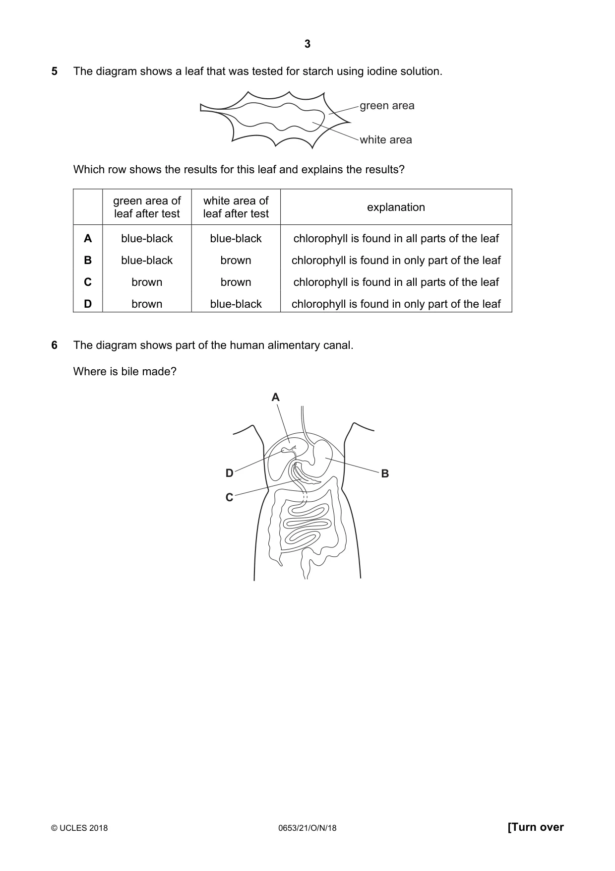 Cambridge IGCSE Science - Combined 0653 2018 Oct/Nov Paper 2 · Variant 1 question paper, page 3 of 16