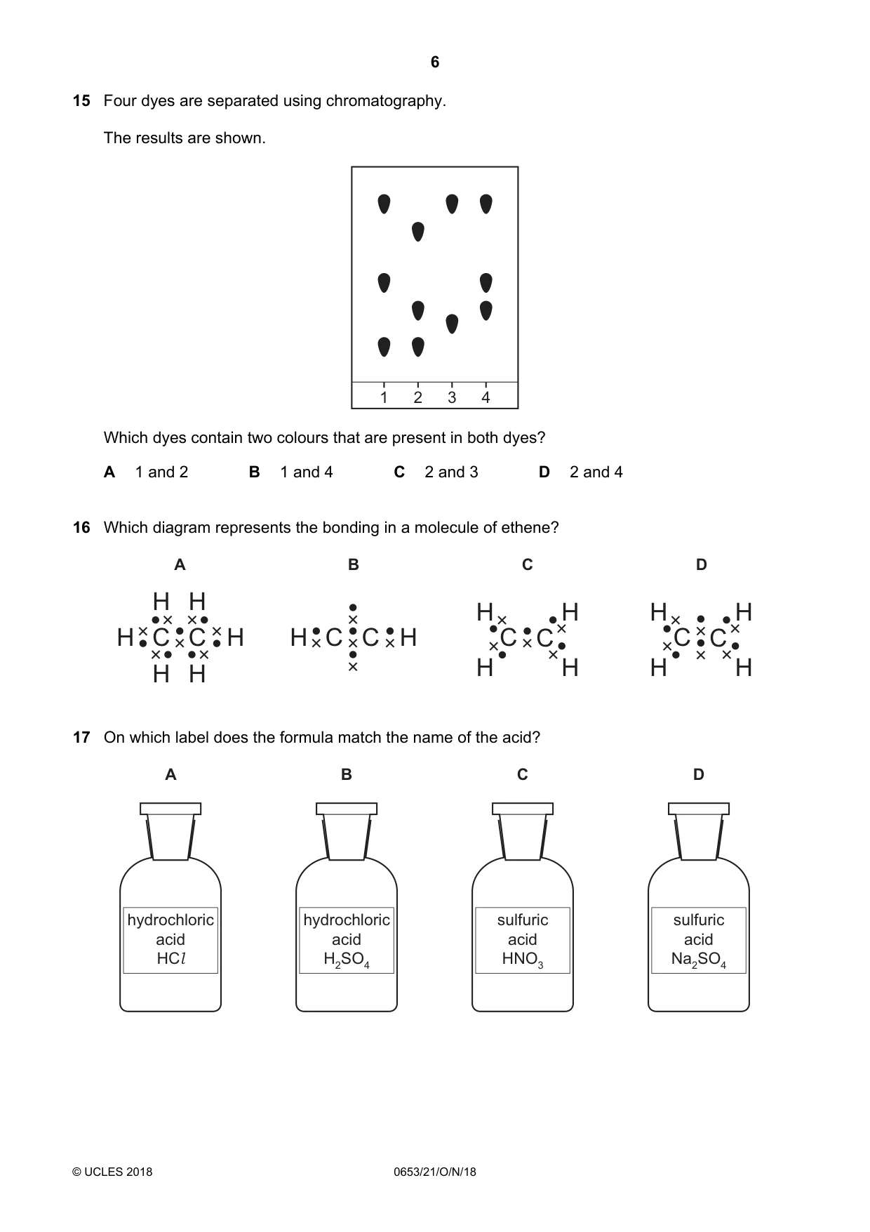 Cambridge IGCSE Science - Combined 0653 2018 Oct/Nov Paper 2 · Variant 1 question paper, page 6 of 16