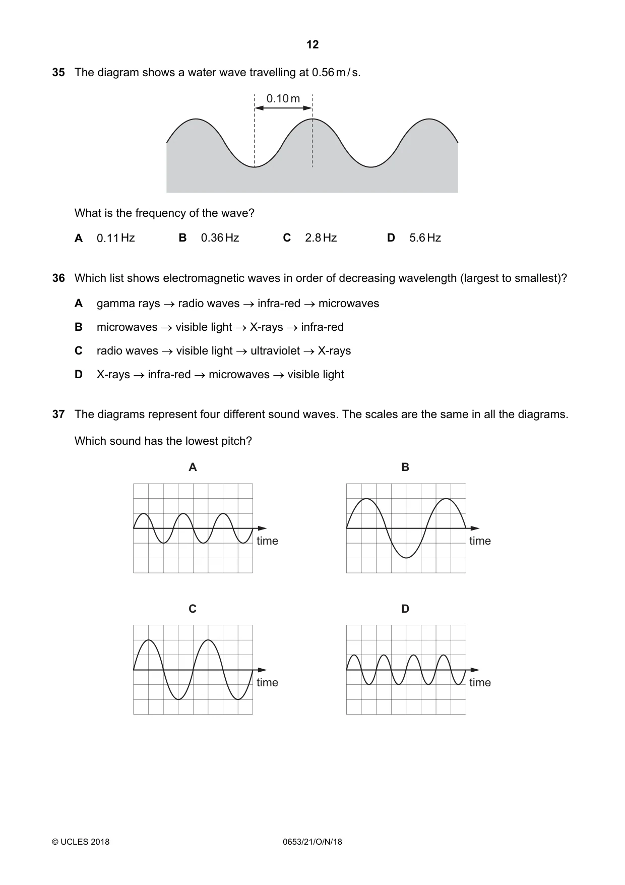 Cambridge IGCSE Science - Combined 0653 2018 Oct/Nov Paper 2 · Variant 1 question paper, page 12 of 16