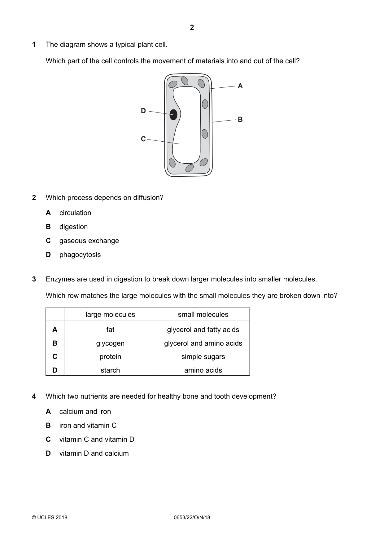 Cambridge IGCSE Science - Combined 0653 2018 Oct/Nov Paper 2 · Variant 2 question paper, page 2 of 16