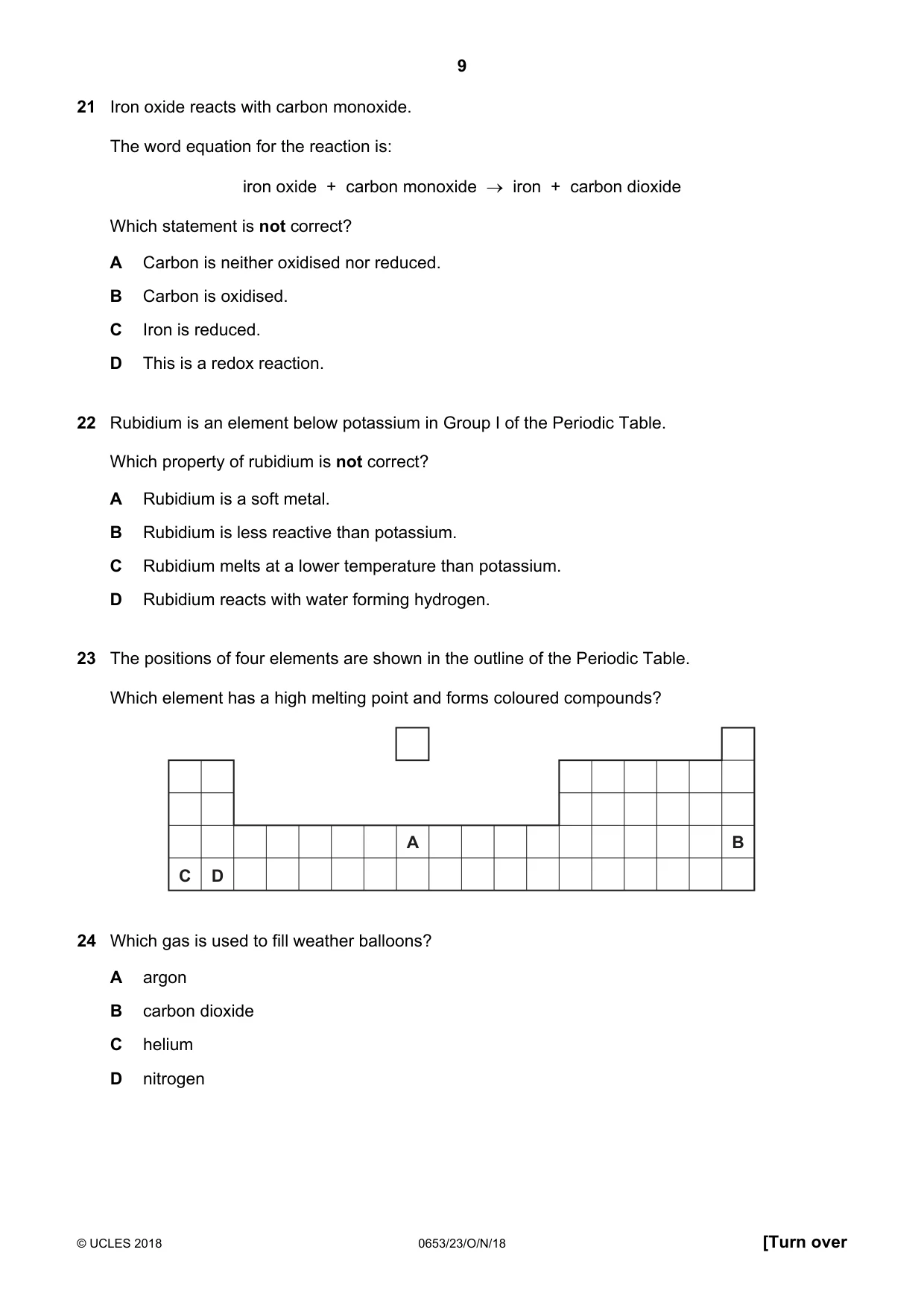 Cambridge IGCSE Science - Combined 0653 2018 Oct/Nov Paper 2 · Variant 3 question paper, page 9 of 16