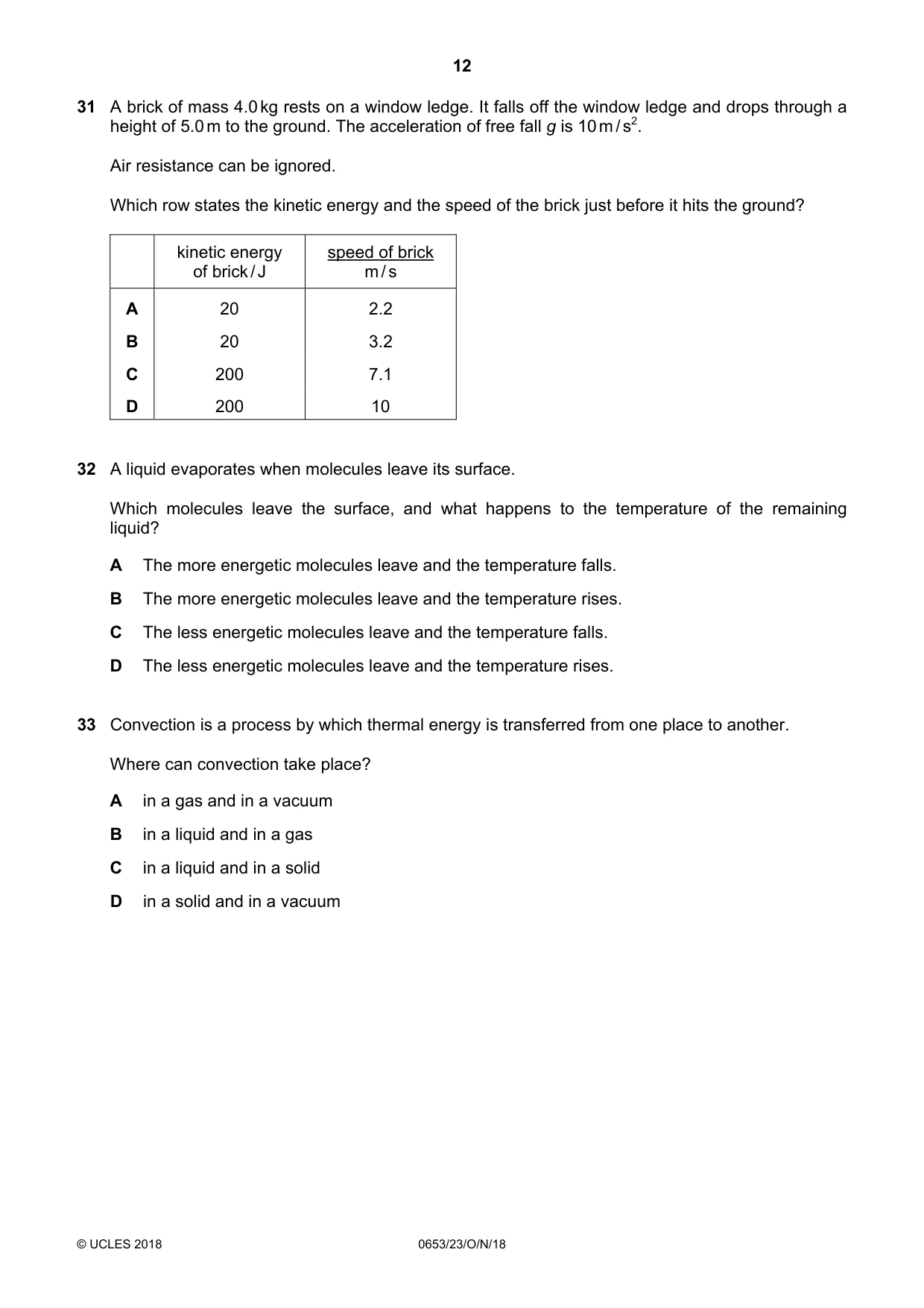 Cambridge IGCSE Science - Combined 0653 2018 Oct/Nov Paper 2 · Variant 3 question paper, page 12 of 16