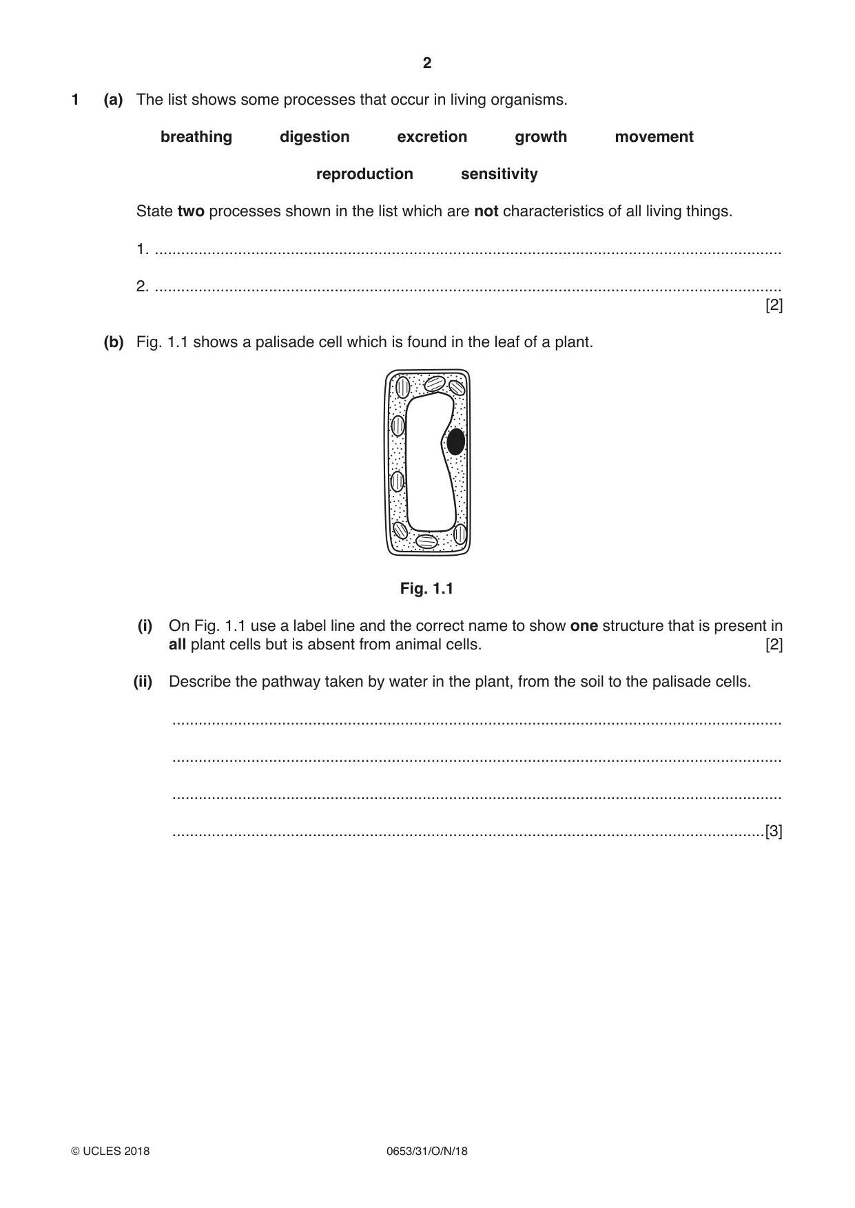 Cambridge IGCSE Science - Combined 0653 2018 Oct/Nov Paper 3 · Variant 1 question paper, page 2 of 20