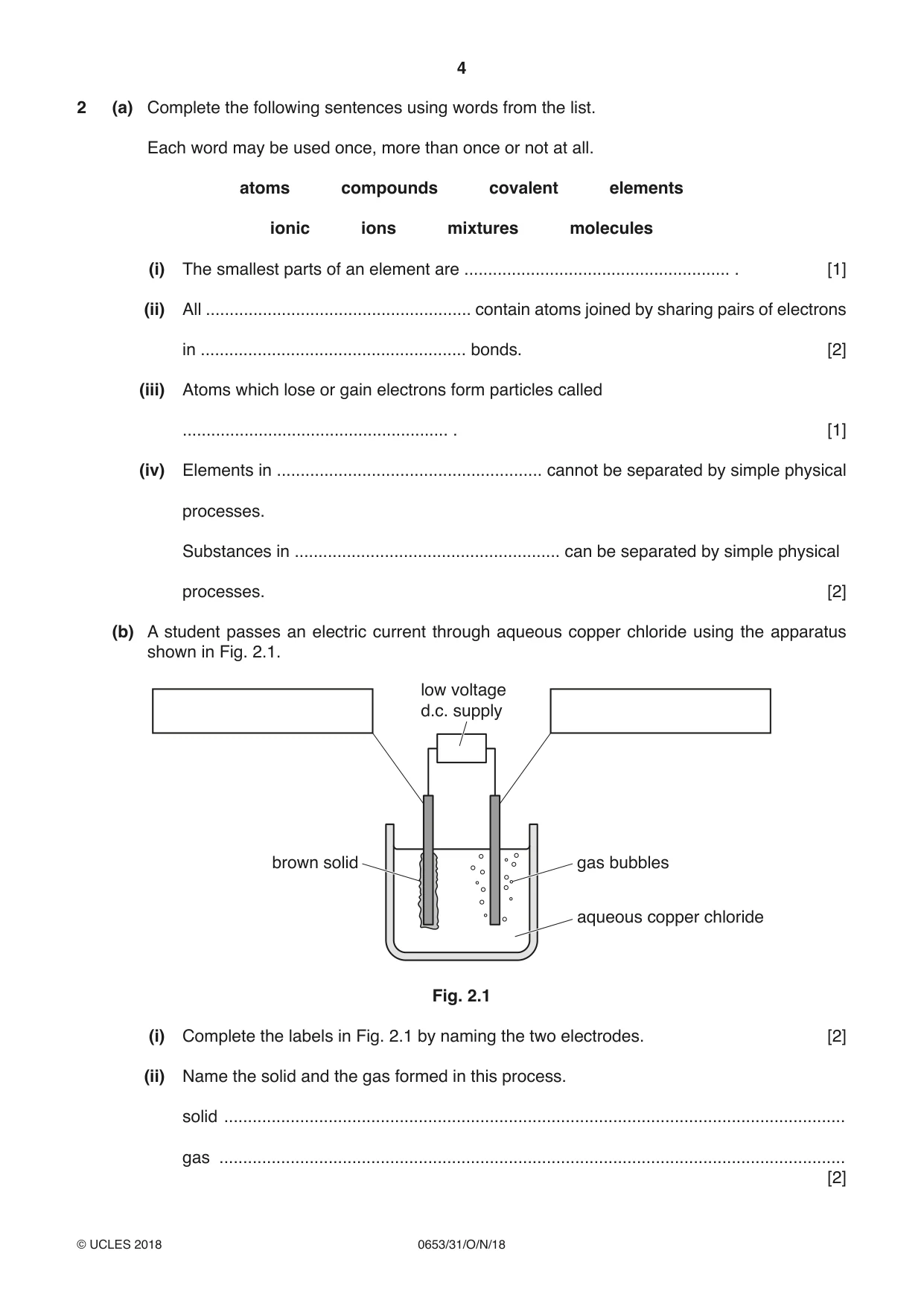 Cambridge IGCSE Science - Combined 0653 2018 Oct/Nov Paper 3 · Variant 1 question paper, page 4 of 20