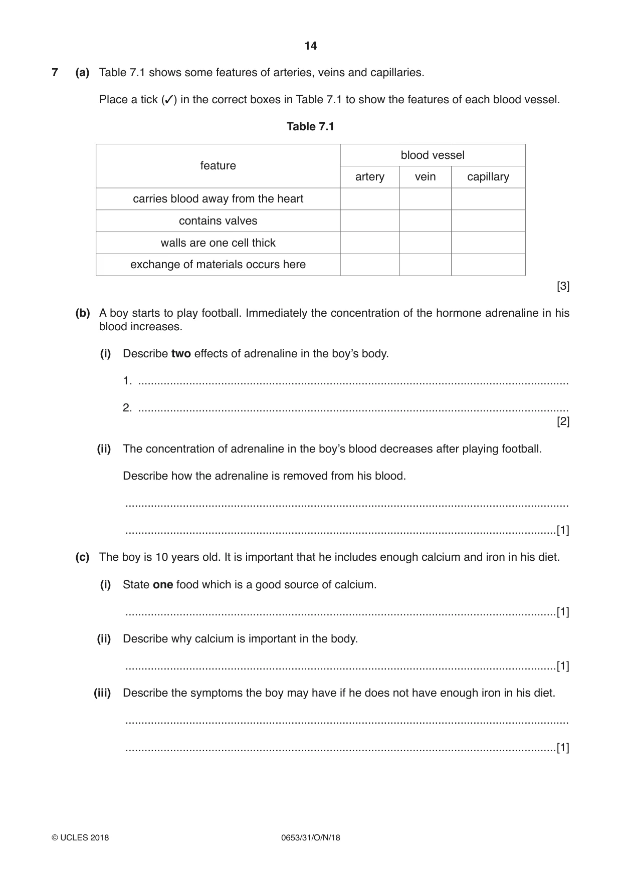 Cambridge IGCSE Science - Combined 0653 2018 Oct/Nov Paper 3 · Variant 1 question paper, page 14 of 20