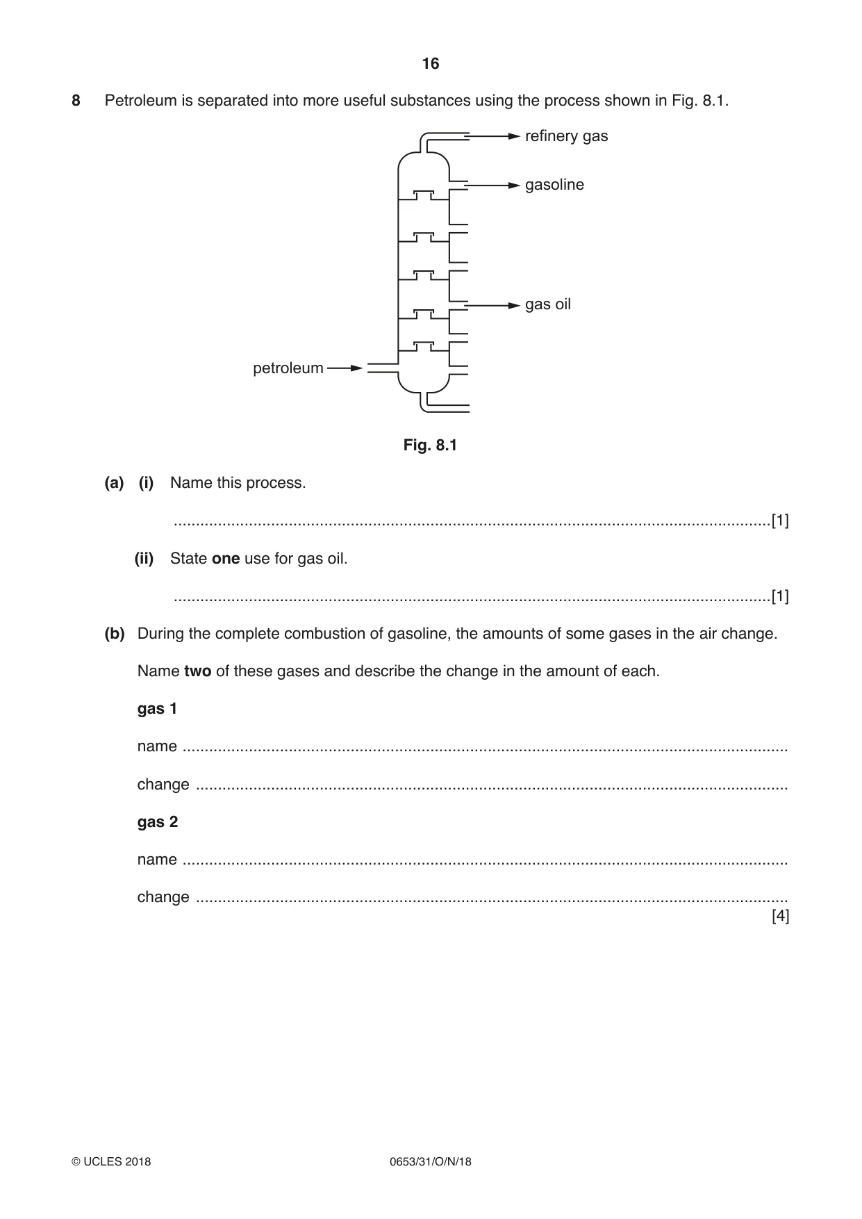 Cambridge IGCSE Science - Combined 0653 2018 Oct/Nov Paper 3 · Variant 1 question paper, page 16 of 20