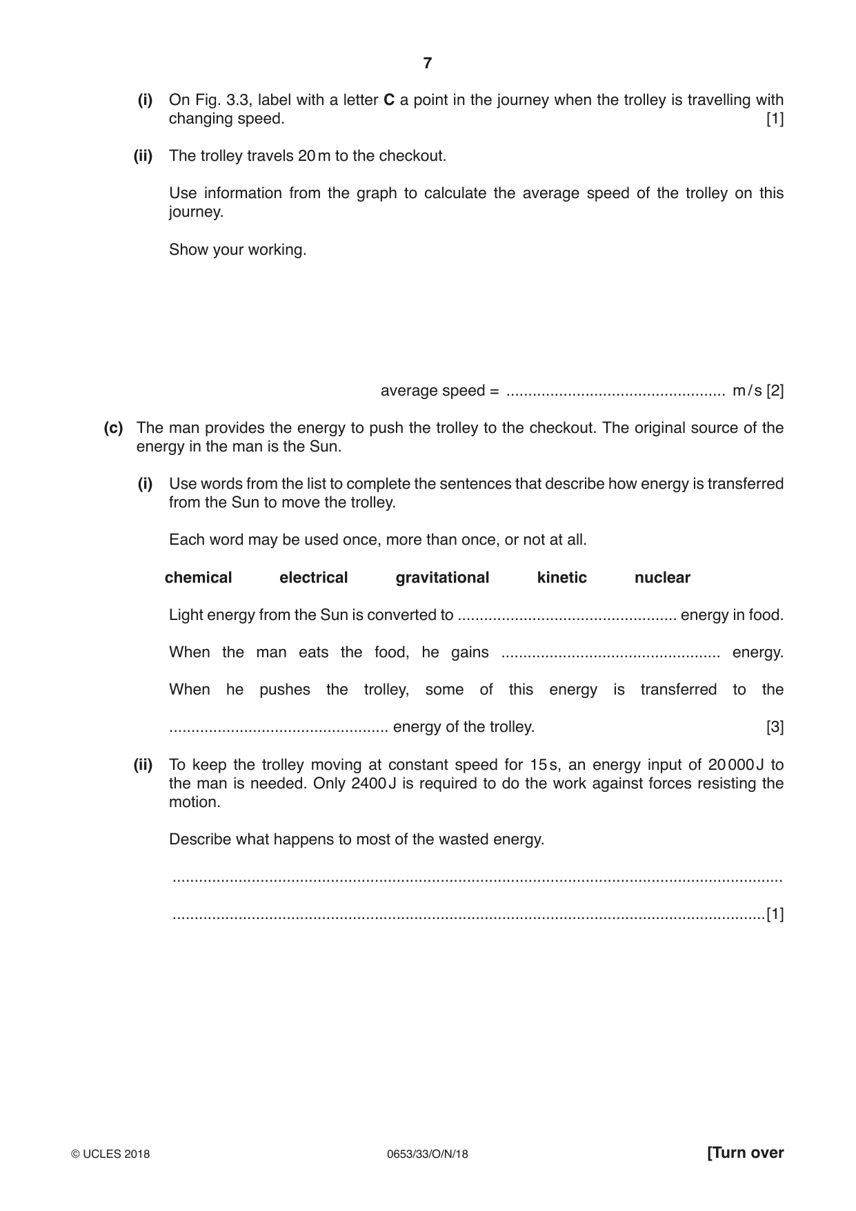 Cambridge IGCSE Science - Combined 0653 2018 Oct/Nov Paper 3 · Variant 3 question paper, page 7 of 20