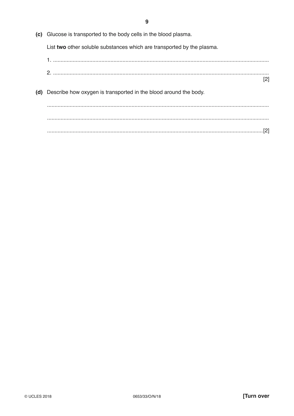 Cambridge IGCSE Science - Combined 0653 2018 Oct/Nov Paper 3 · Variant 3 question paper, page 9 of 20