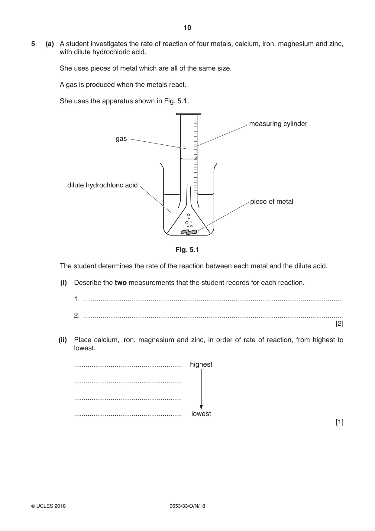Cambridge IGCSE Science - Combined 0653 2018 Oct/Nov Paper 3 · Variant 3 question paper, page 10 of 20