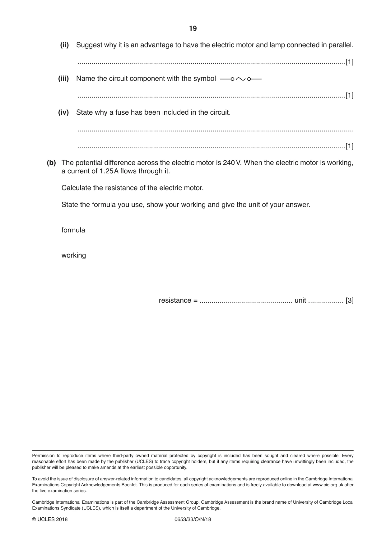 Cambridge IGCSE Science - Combined 0653 2018 Oct/Nov Paper 3 · Variant 3 question paper, page 19 of 20