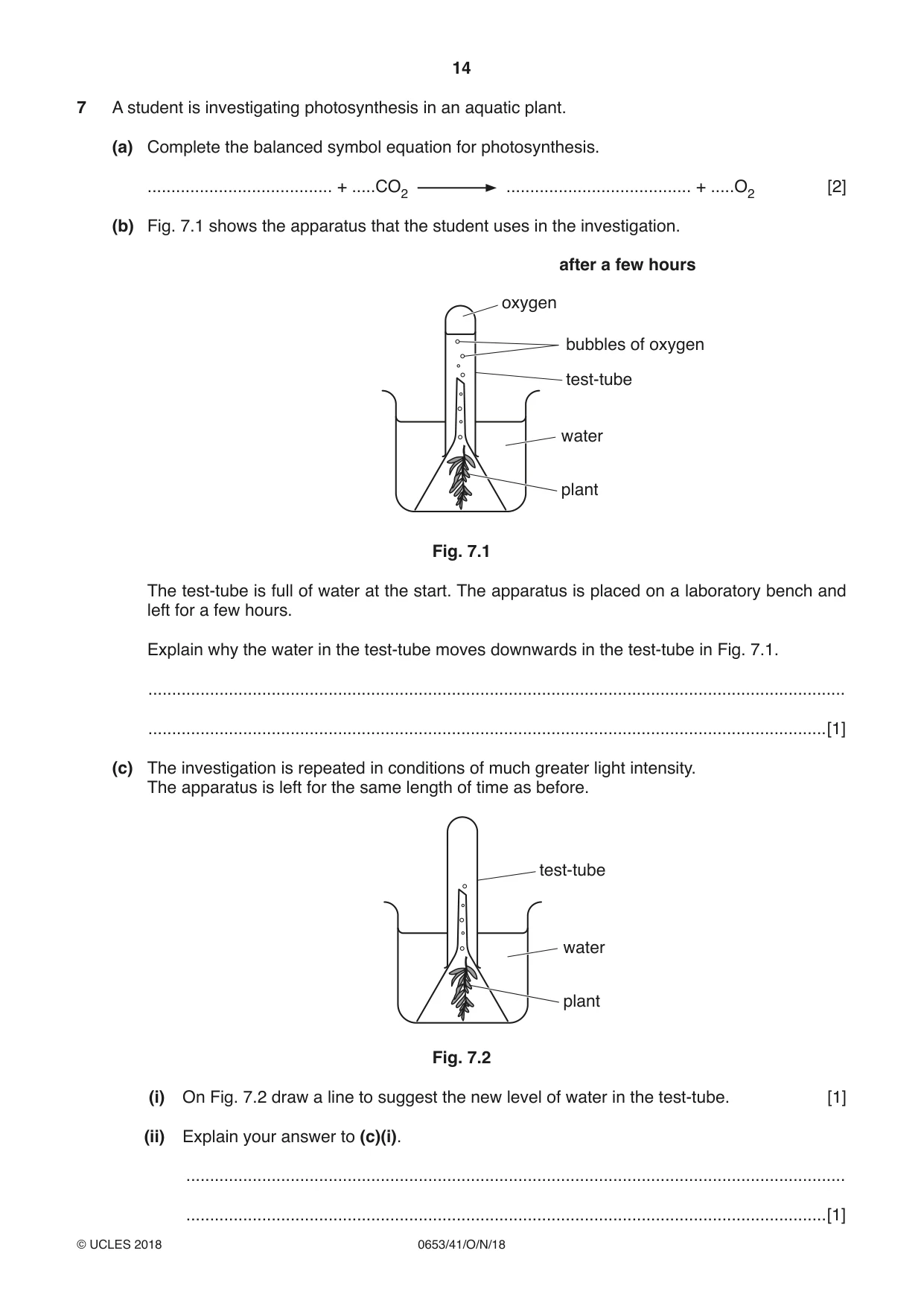 Cambridge IGCSE Science - Combined 0653 2018 Oct/Nov Paper 4 · Variant 1 question paper, page 14 of 20