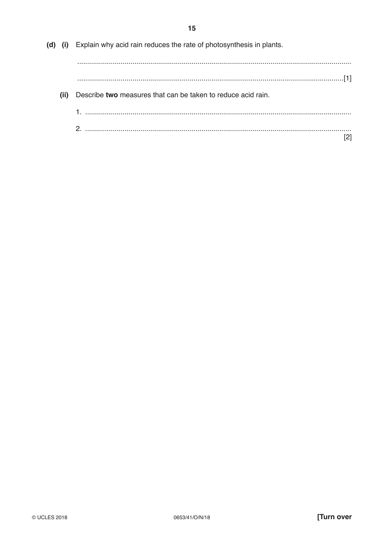 Cambridge IGCSE Science - Combined 0653 2018 Oct/Nov Paper 4 · Variant 1 question paper, page 15 of 20
